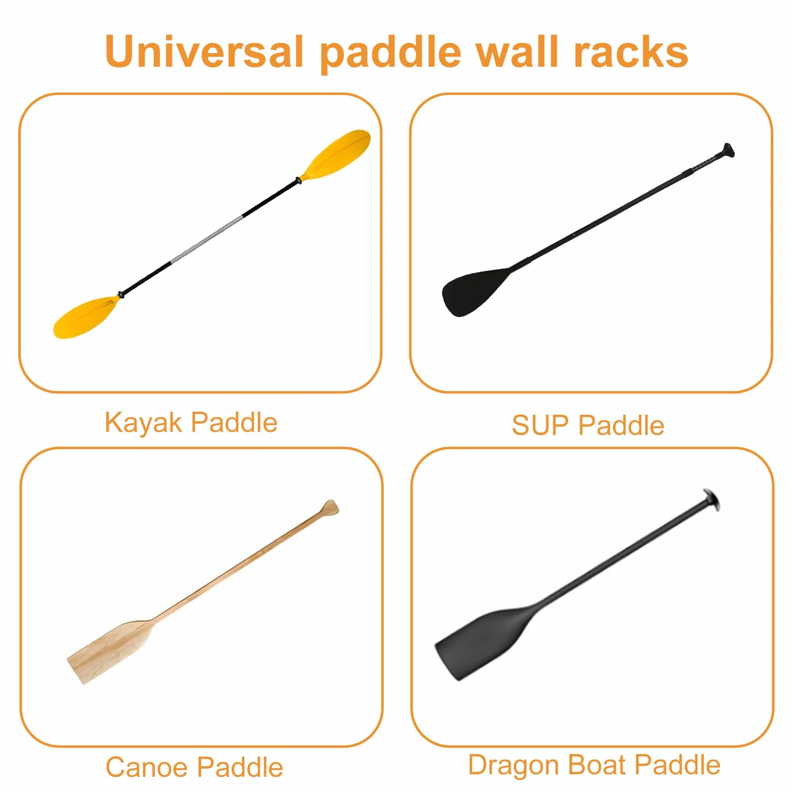 MOROBOR Soporte de madera para remos 4 unidades colgar en la pared kayak canoa barco