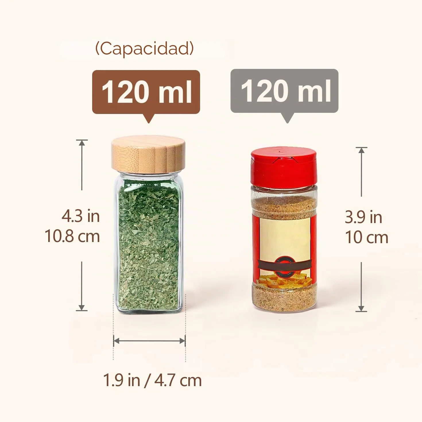 ComSaf botes especias de cristal 120 ml set de 24 con etiquetas legibles, botes especias cristal para familias y amantes de la cocina, aptos para cajones y armarios de cocina