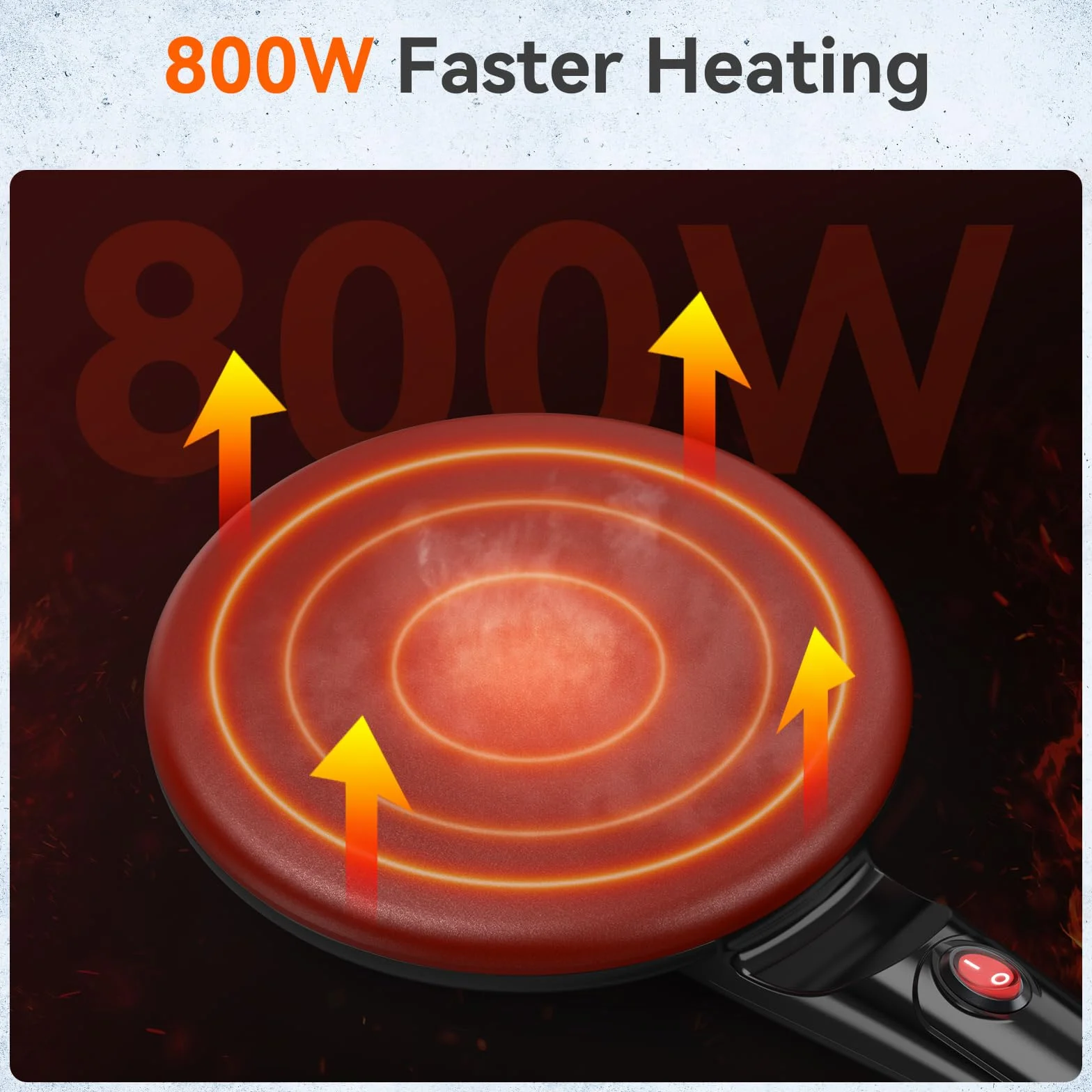 SNAILAR Crepera, 800W Crepera Electrica con Mango, Revestimiento Antiadherente, Superficie Calentada de 20 cm de Diámetro, Incluye Cuenco de Comida, Fácil de Manejar y de Limpiar