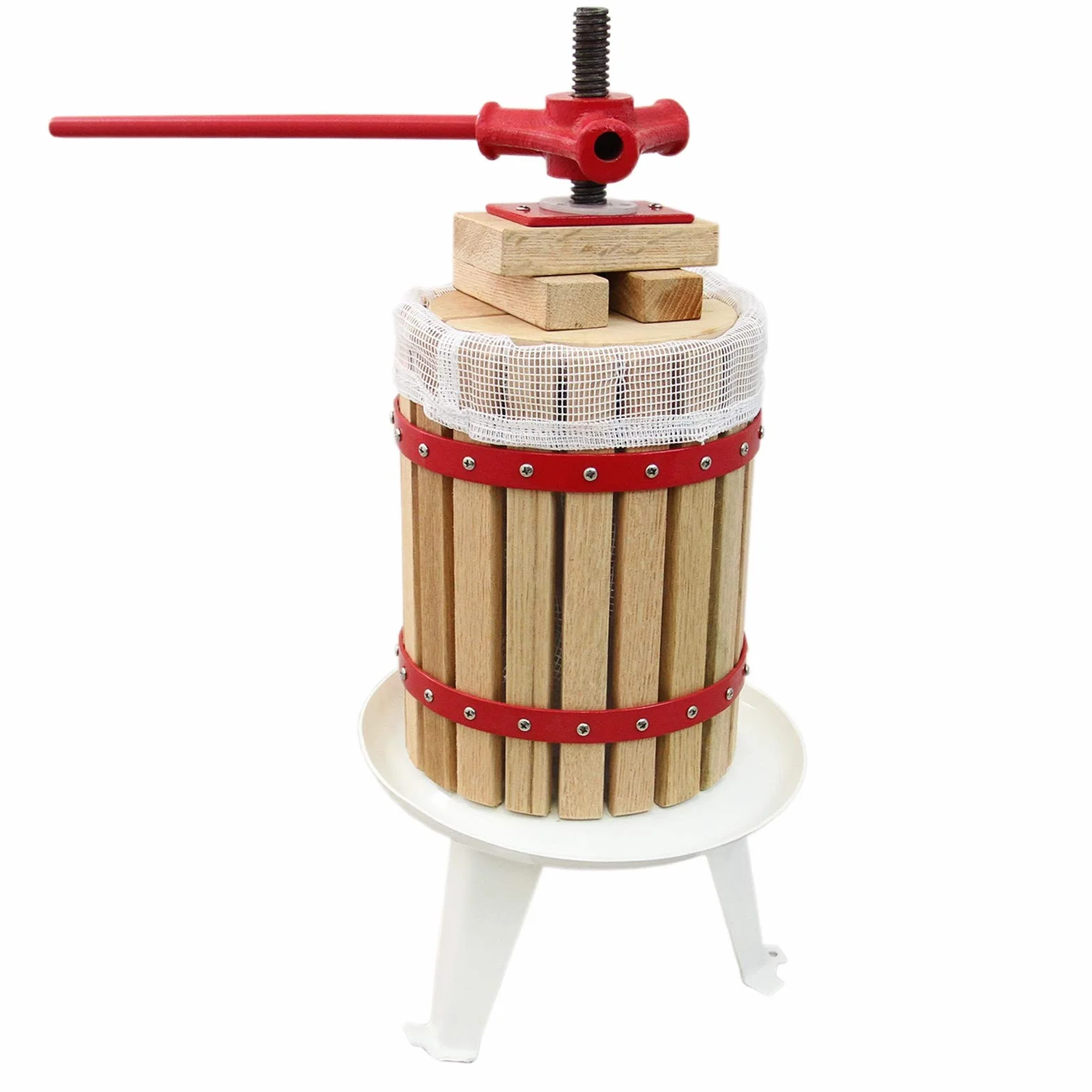 Prensa Manual de frutas de 18L | Roble macizo y Acero | Funcionamiento tradicional de manivela manual | Gran capacidad | 3 bolsas de colado GRATIS | Fácil limpieza | Exprimidora Zumo Sidra Jugo Vino