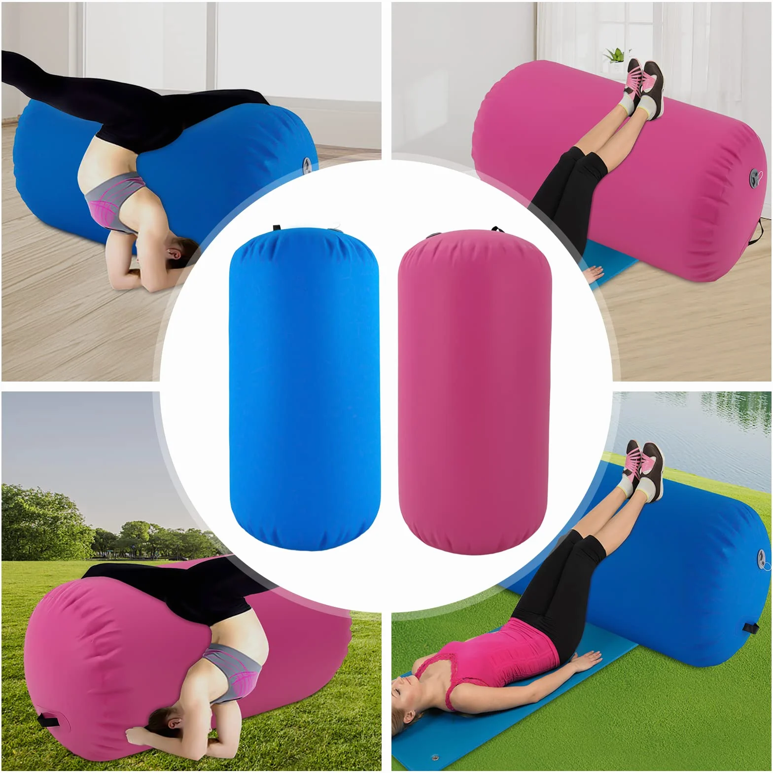 Rodillo hinchable para gimnasia, 100 x 80 cm, con bomba de aire eléctrica