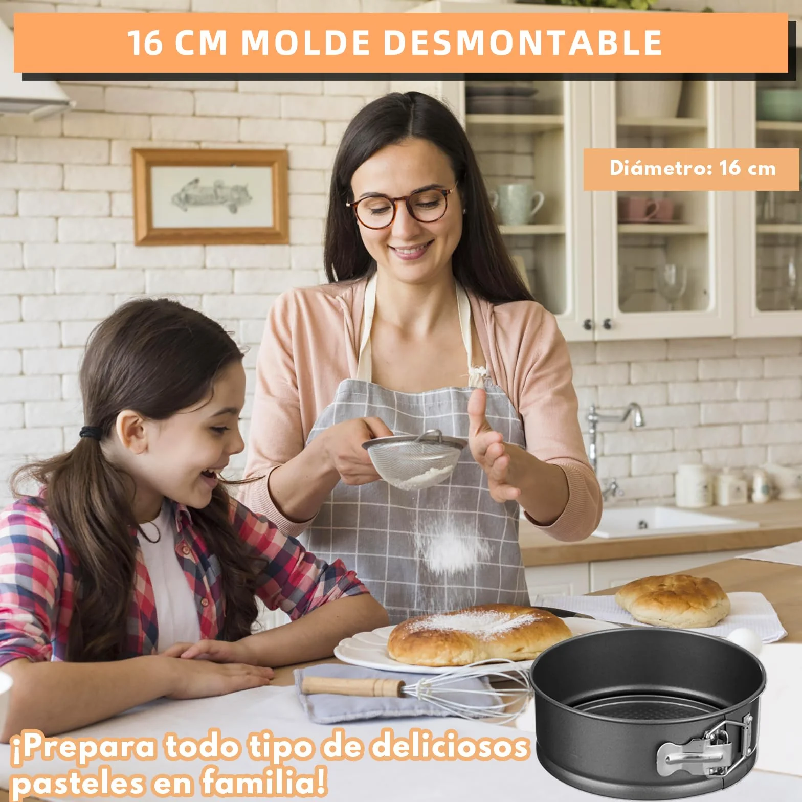 Molde Desmontable,6 inch (aprox. 16 cm) Molde Tarta Desmontable,Molde Pan,Molde Tarta con revestimiento antiadherente inferior extraíble,Moldes Reposteria,Apto para pasteles,pizzas y panqueques