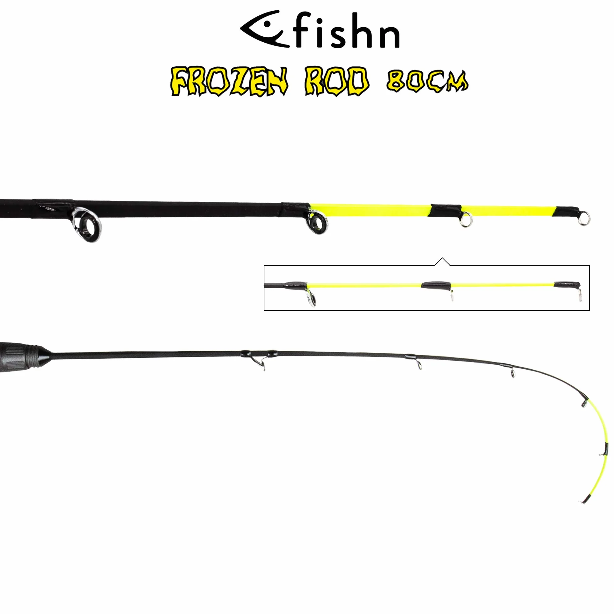 FISHN Caña de Hielo 80 cm Carbono Alta Resistencia Ligero para Pesca Depredadores Lucio Perca Trucha