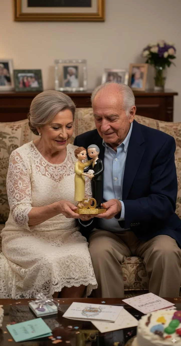 Figurita Tarta Bodas de Oro 50 Aniversario GRABADA para Pastel