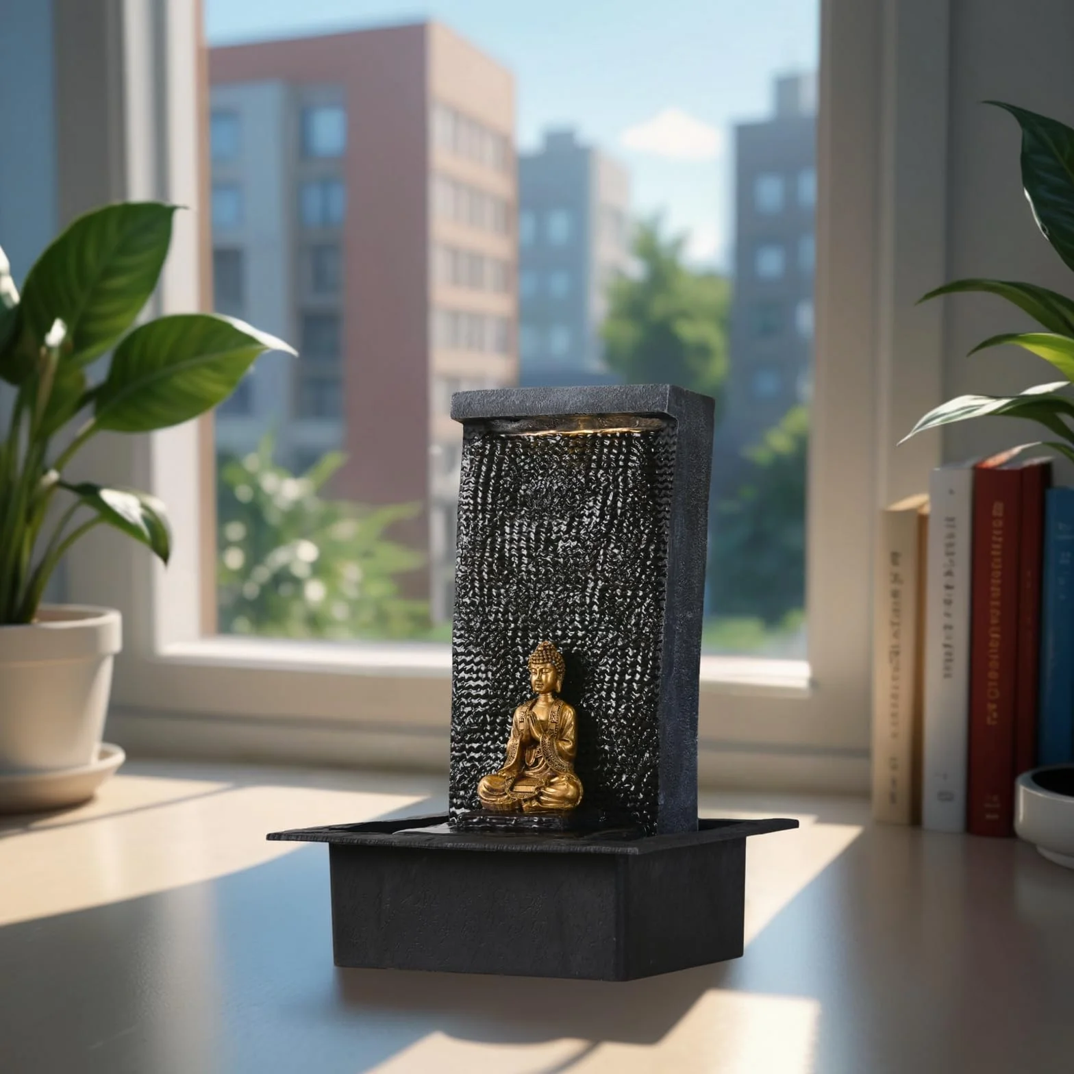 Zen'Light Zenitude Fuente de poliresina Negra 31 x 31 x 42 cm