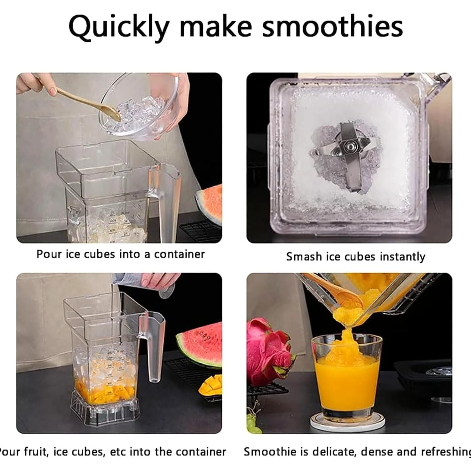 Ice Slush Machine - Mini licuadora silenciosa para batidos, cócteles y té helado, potencia máxima de 1800 W con caja de sonido