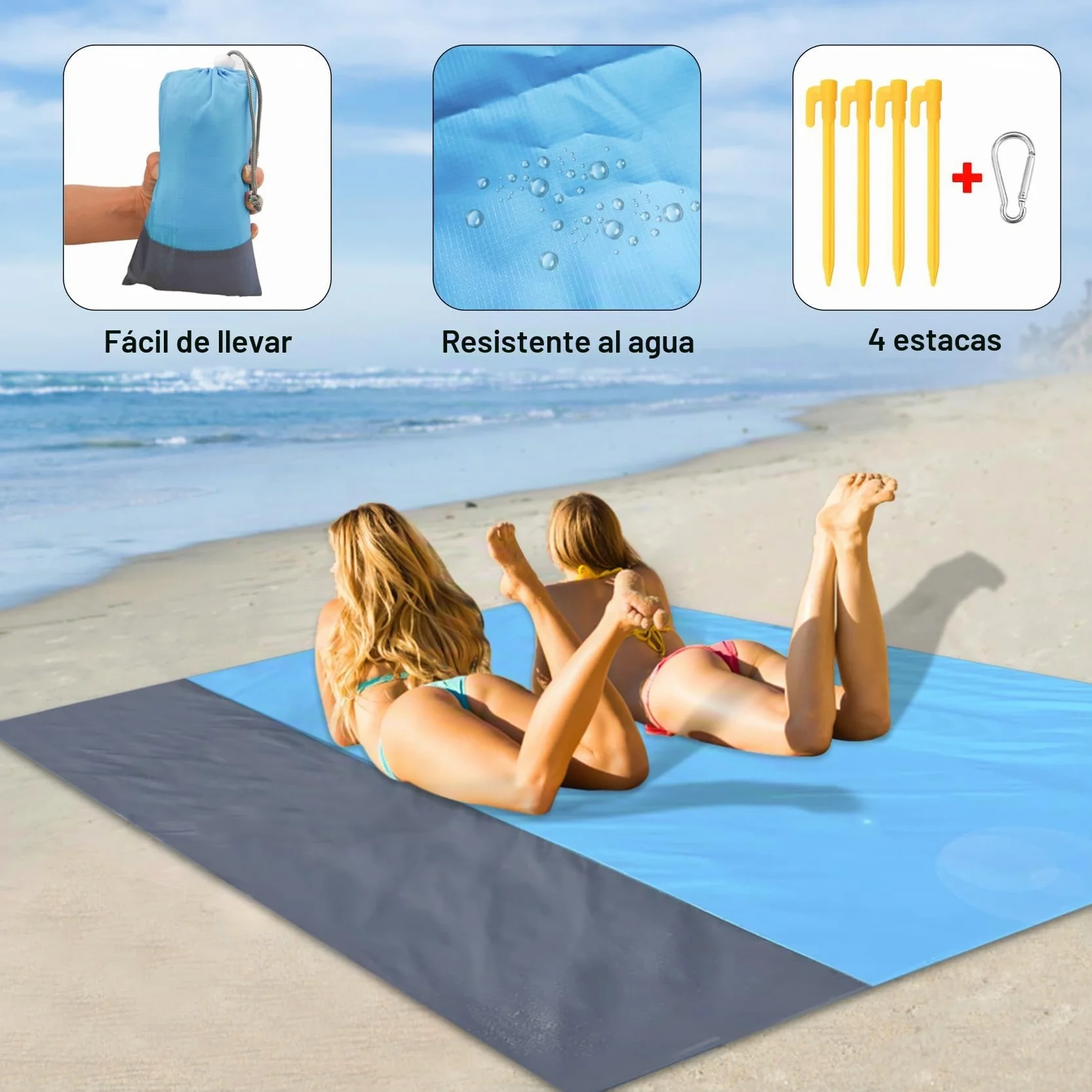 Gigmeta Alfombra de playa impermeable 210 x 200 cm manta de picnic para viajes camping