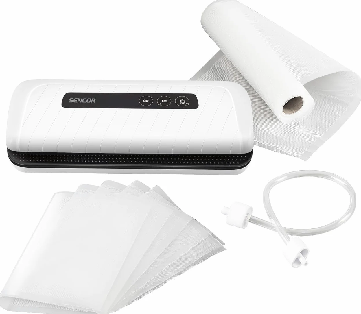 Sencor Envasadora al Vacío Multifuncional Profesional para Alimentos - Conservación Perfecta, Diseño Compacto, Fácil Uso, Ideal para Alimentos Secos/Húmedos - Incluye Accesorios y Películas [SVS 1010]