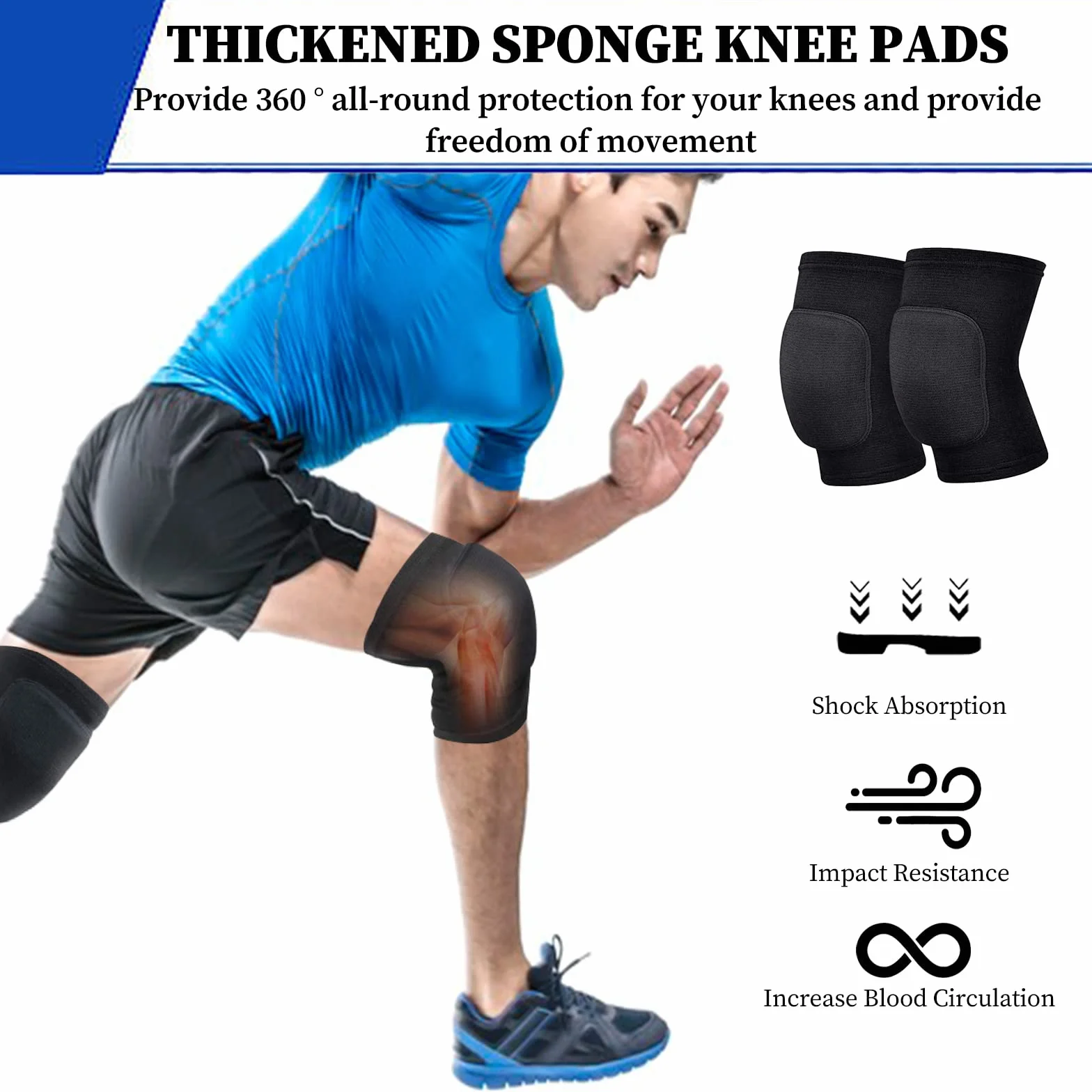 Rodilleras elásticas de apoyo para voleibol, baloncesto, running, fútbol