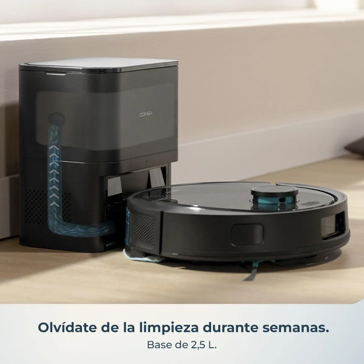 Cecotec Robot Aspirador y Friegasuelos con Base de Autovaciado e IA Conga Y80 X-Treme. Navegación Láser e Inteligencia Artificial, 13000Pa, Base de 2.5L, Autonomía hasta 220m², Control App 3.0