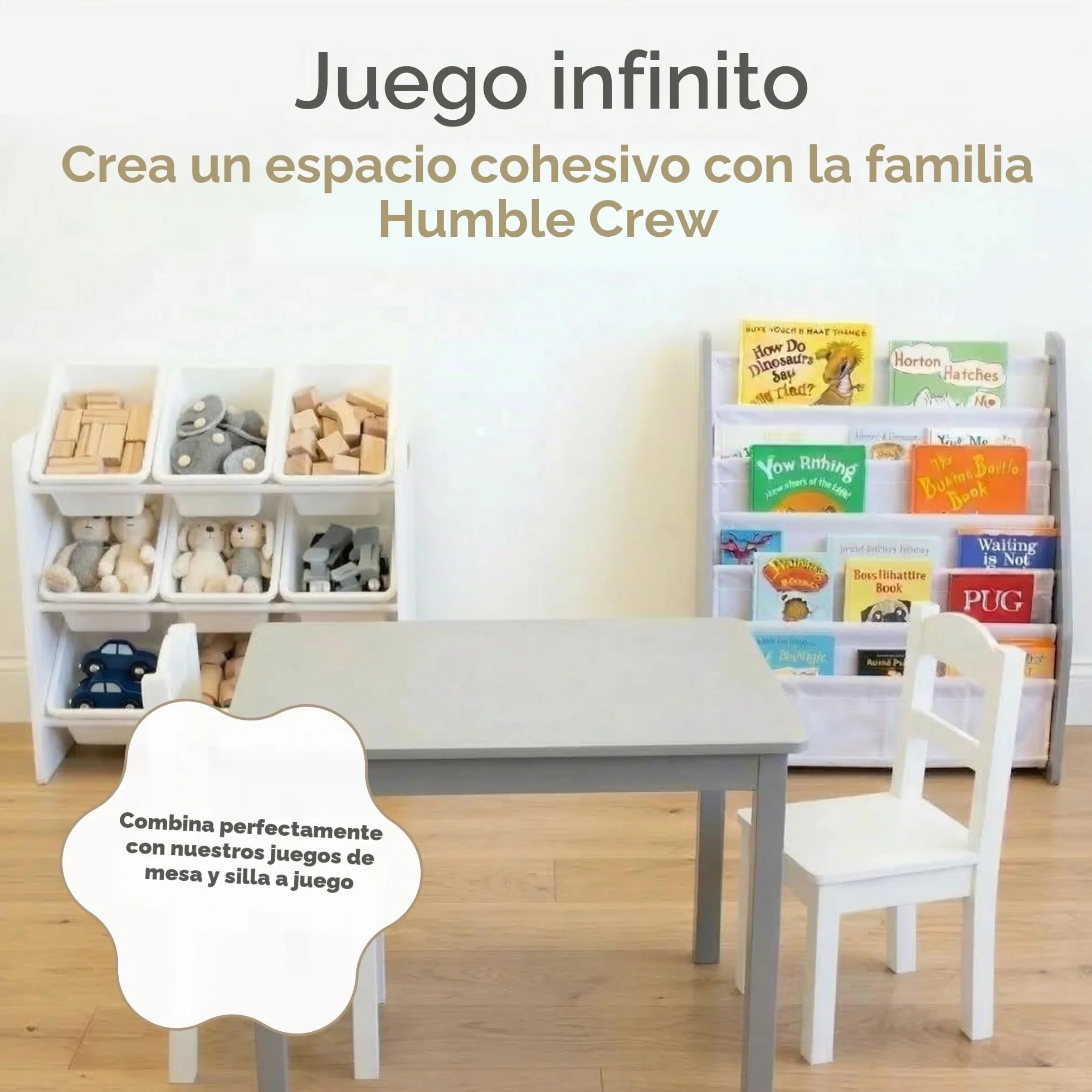 Humble Crew Organizador Infantil Gris/Blanco: 9 Cajas Almacenamiento, diseño Moderno, Seguro, fomenta Orden, Ideal niños, Montaje fácil, hogar