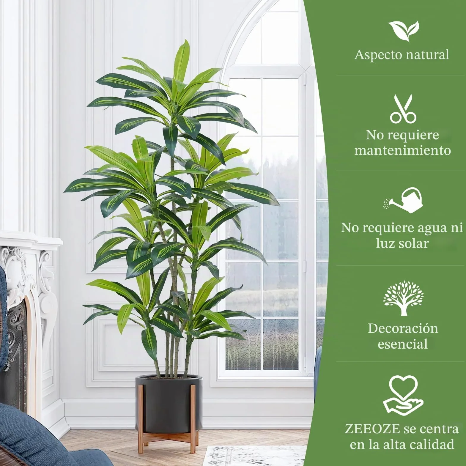 Planta Artificial Dracaena de 180 cm Planta Artificial Grande con Maceta Negra Plantas Artificiales Decorativas para Interiores Decoración Salon hogar Dormitorio Oficina Pasillo