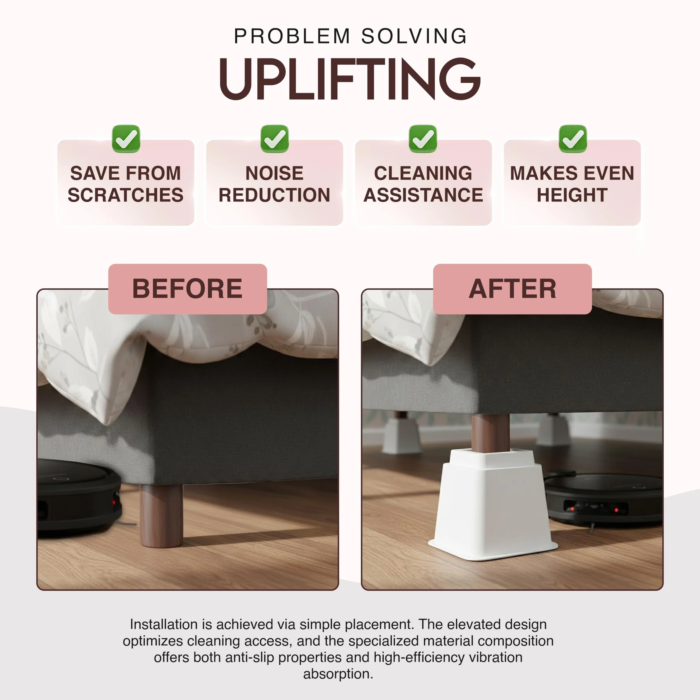 Utopia Bedding Elevadores Ajustables para Muebles de Cama (White, Pack de 8)