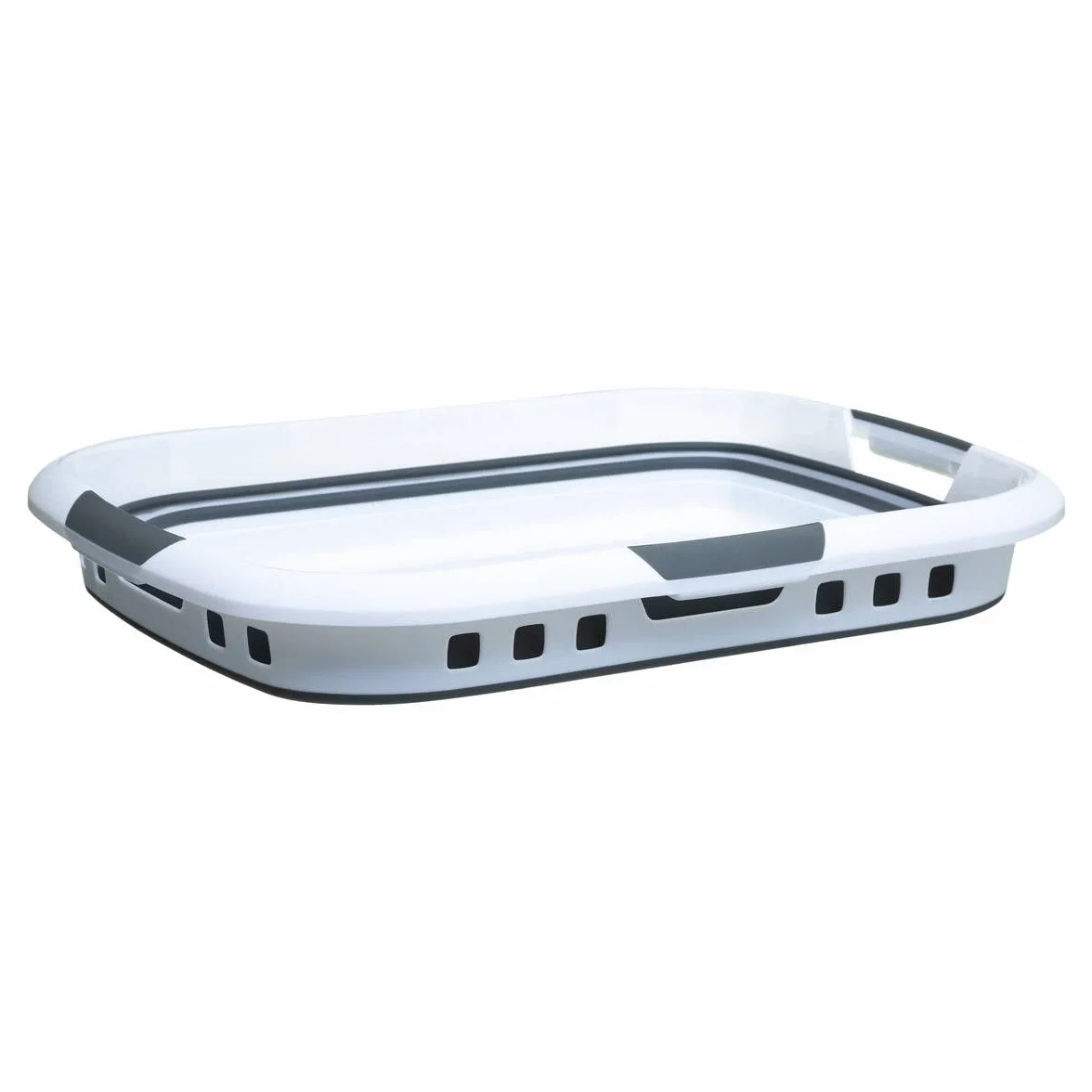 5 five simply smart 5five - Cesto de Ropa Plegable de 45 l - 3 Asas ergonómicas - Cesto de Ropa retráctil Rectangular - Gran Capacidad - Gris y Blanco