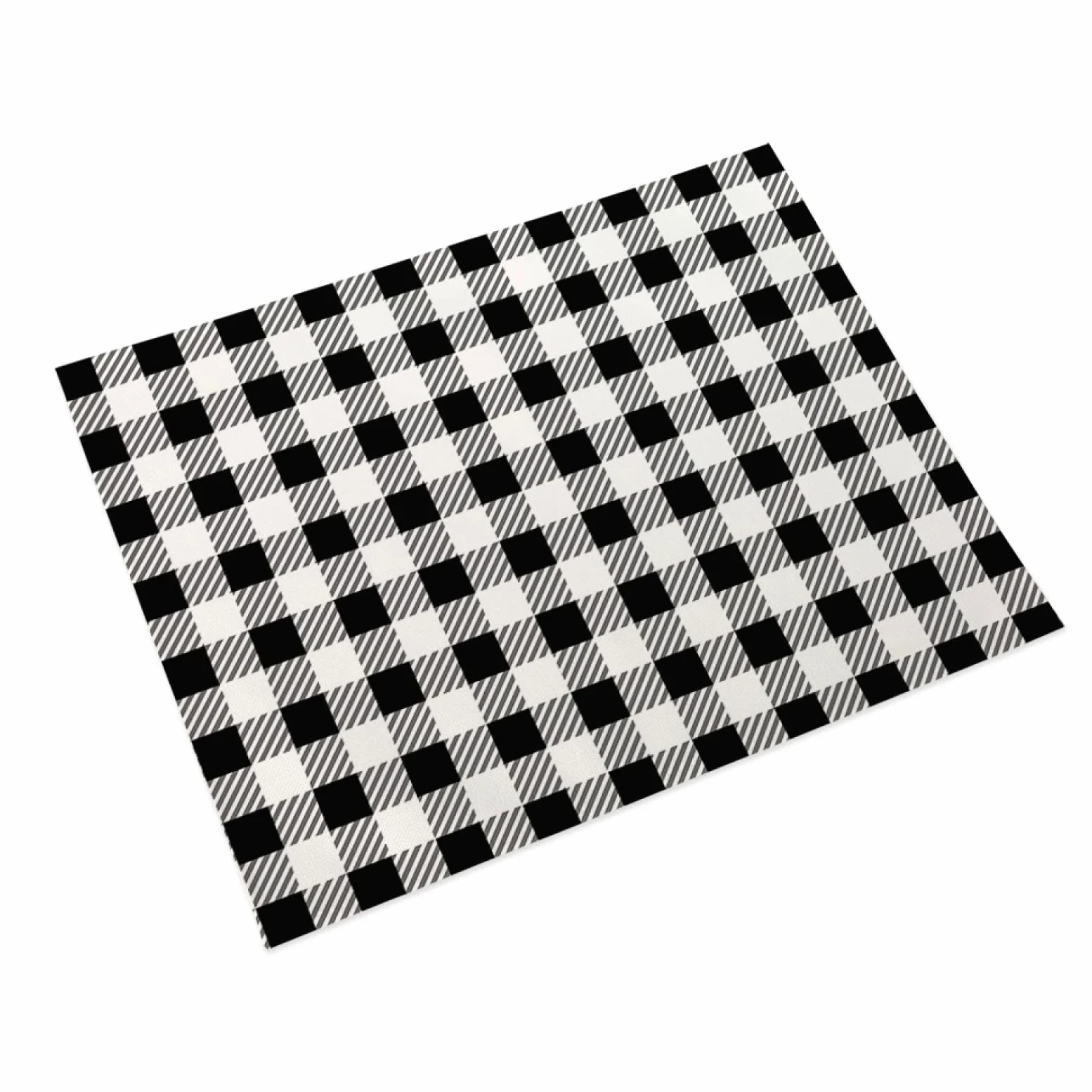 Manteles Individuales Tela Escocesa Blanca Negra Mantel Individual Algodón y Lino Lavable Salvamanteles Individuales Resistente al Calor Bajoplatos Individuales Mesa Tapetes para Mesa 30x45cm 8 Pcs