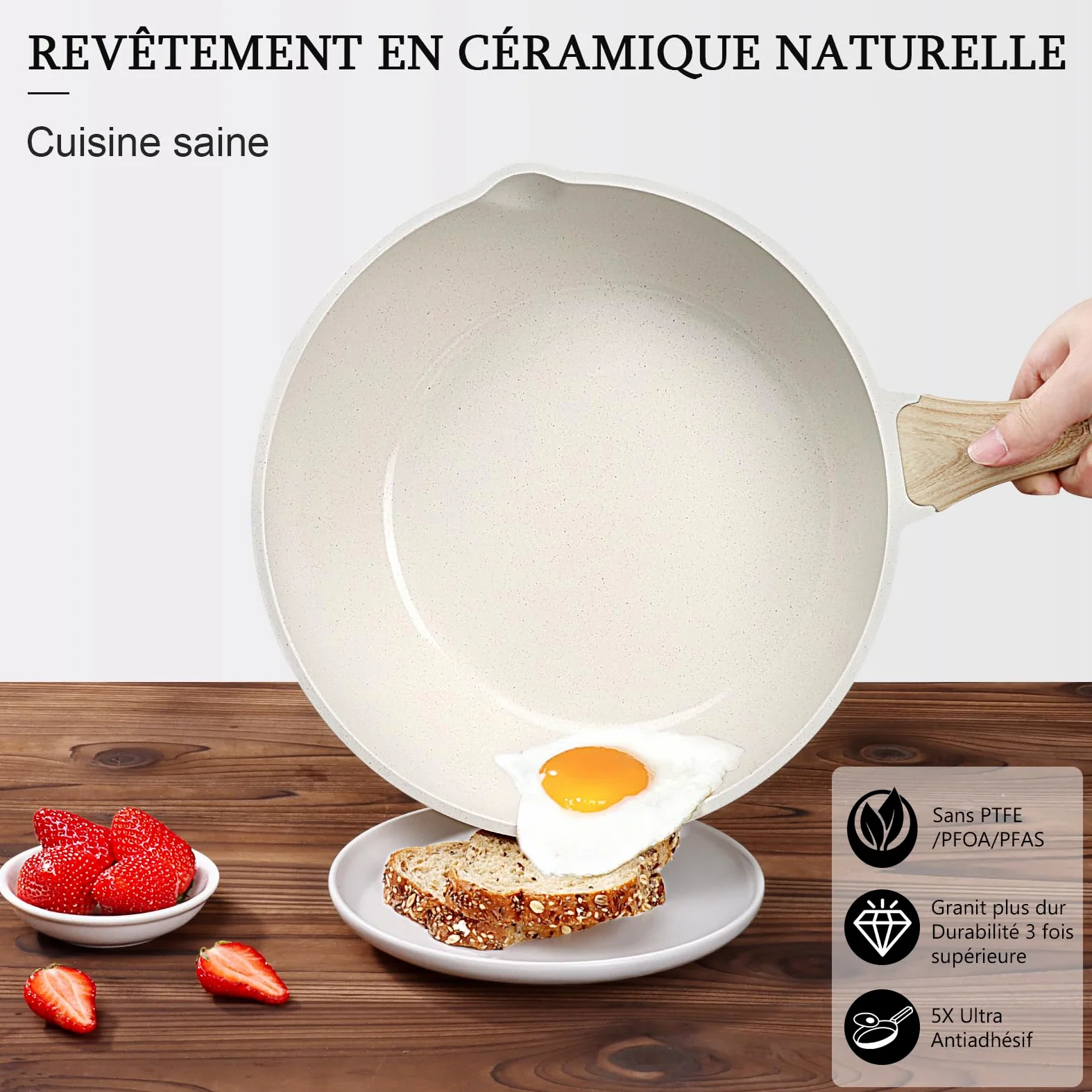 GiPP Sartenes Antiadherentes Con Tapa, 28cm, 4.3 L, CeráMica Profunda, Para InduccióN, Mango Que Se Mantiene FríO, Saludable Y Sin TóXicos.
