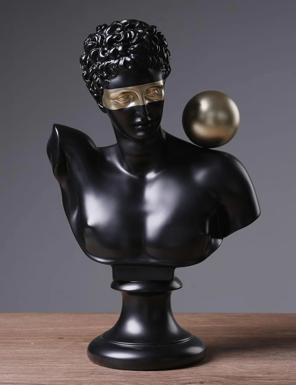 Busto Griego Figura Abstracta Escultura Estatua Moderna Decoración Interior Hogar Regalo para Parejas Amigos Amantes Negro 35cm