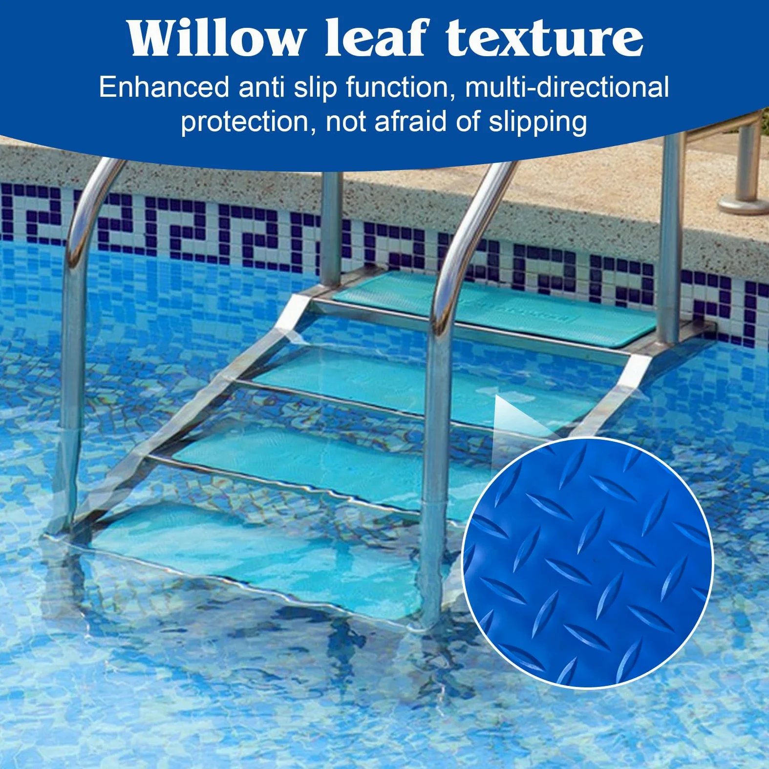 3 unidades de alfombrilla para escalera de piscina: 90 x 23 cm, alfombrilla protectora para piscina, alfombrilla antideslizante con textura antideslizante para pasos, escaleras, escaleras