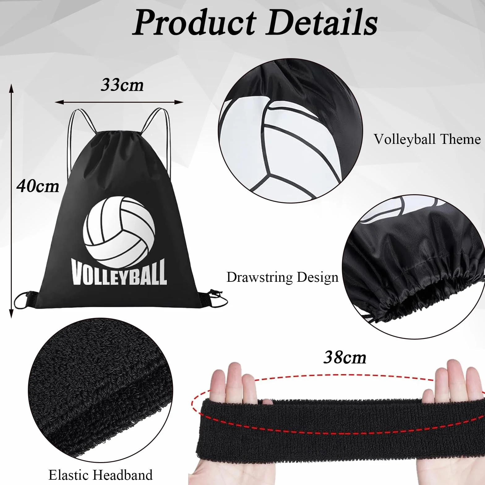 DMNQ 4 Paquete Rodilleras Balonmano Voleibol Accesorios con Diadema y Bolsa