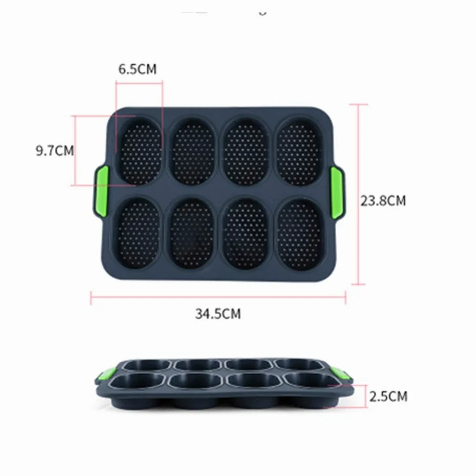Moldes para Hornear Pan molde de la torta del silicón Baguette hornada hornear el pastel bricolaje Herramienta para La Cocina(Verde)