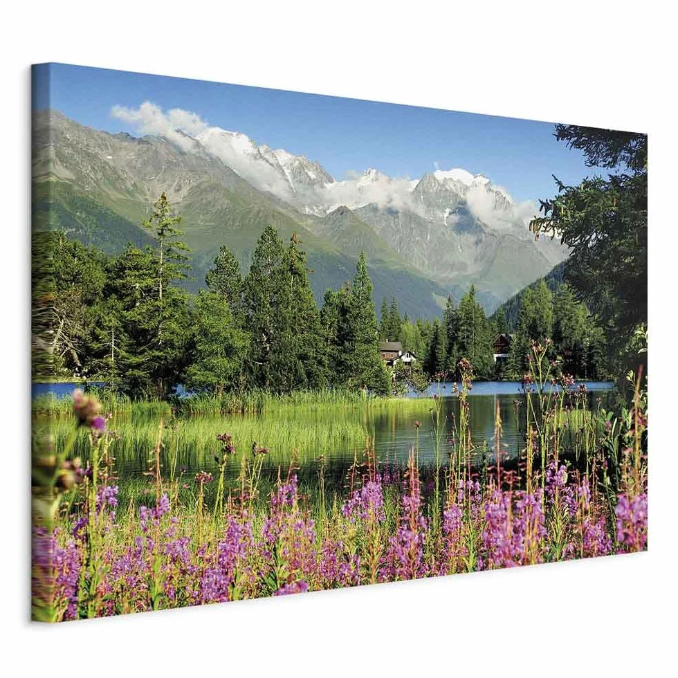 murando - Cuadro en Lienzo Naturaleza 120x80 cm 1 Pieza - Impresión en Material Tejido no Tejido Cuadros Decoracion Salon Modernos lienzos Decorativos - Paisaje Alpen Montanas Lago c-B-0530-b-a