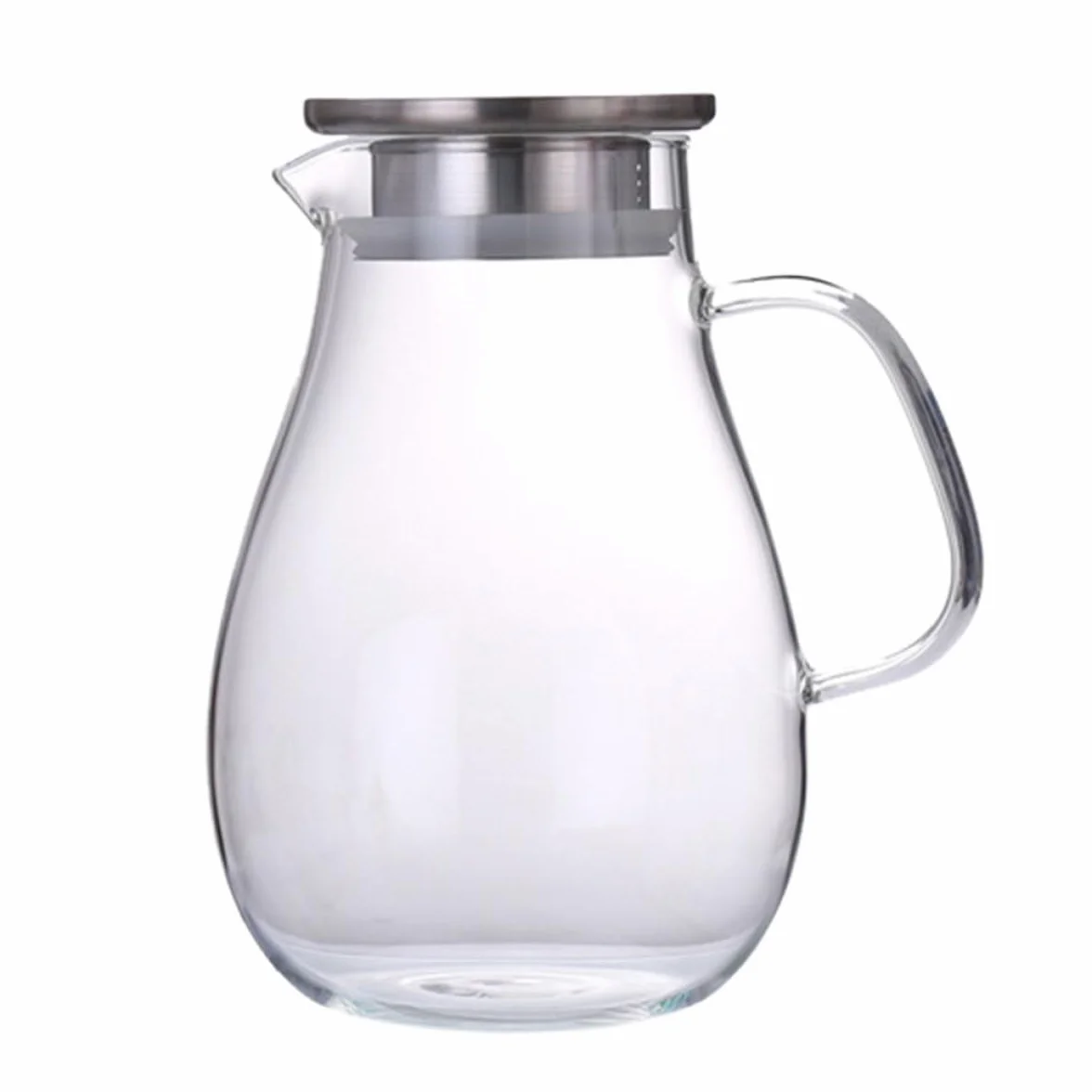 Jarra de Vidrio para Agua y Jugos 2000 Ml, Hervidor Multiusos Tapa Antigoteo, Botella de Almacenamiento Grande para Hogar y Cocina, Adecuado para Bebidas Frías y Calientes