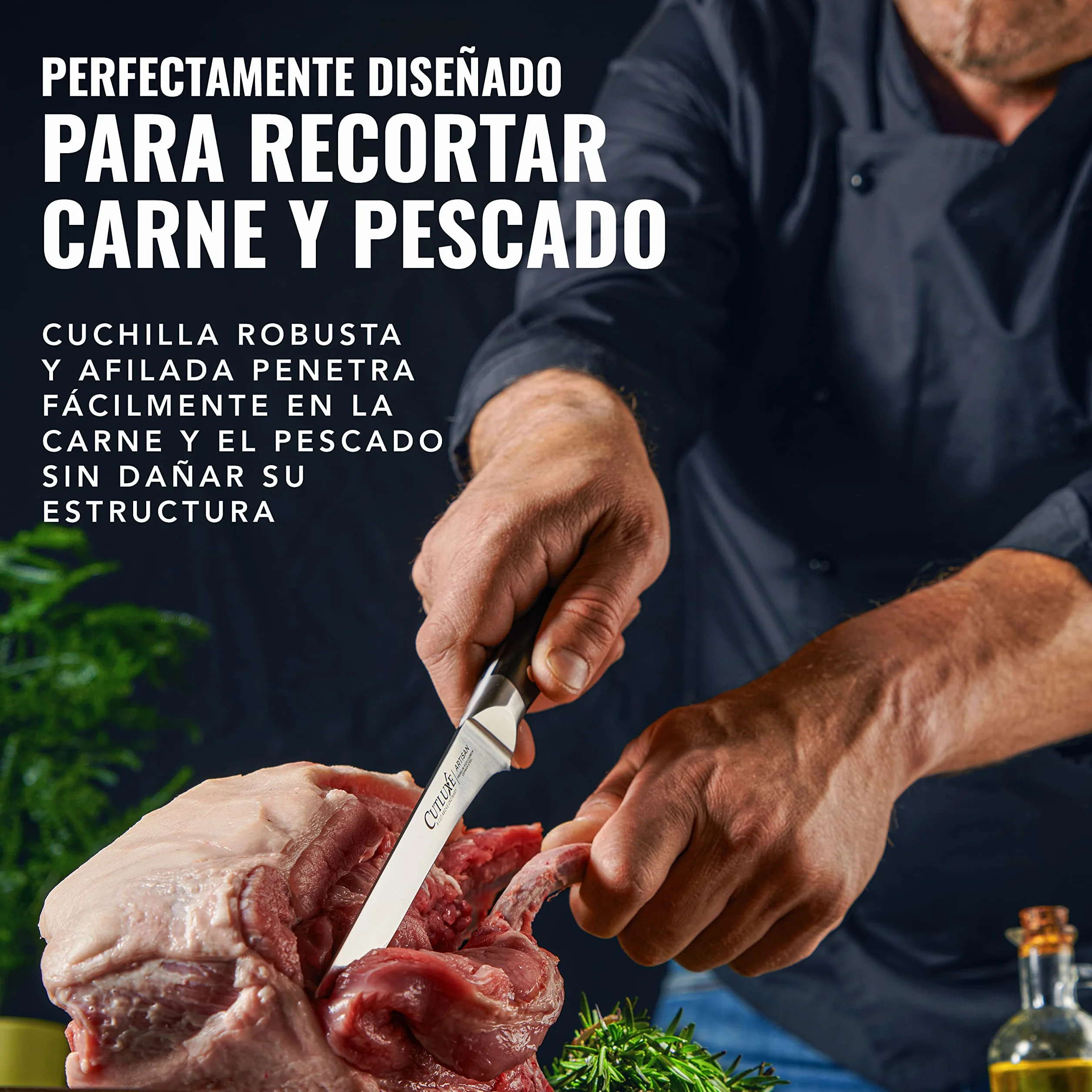 Cutluxe Cuchillo Fileteador y Deshuesar 15cm Acero Alemán Alto Carbono Serie Artesano