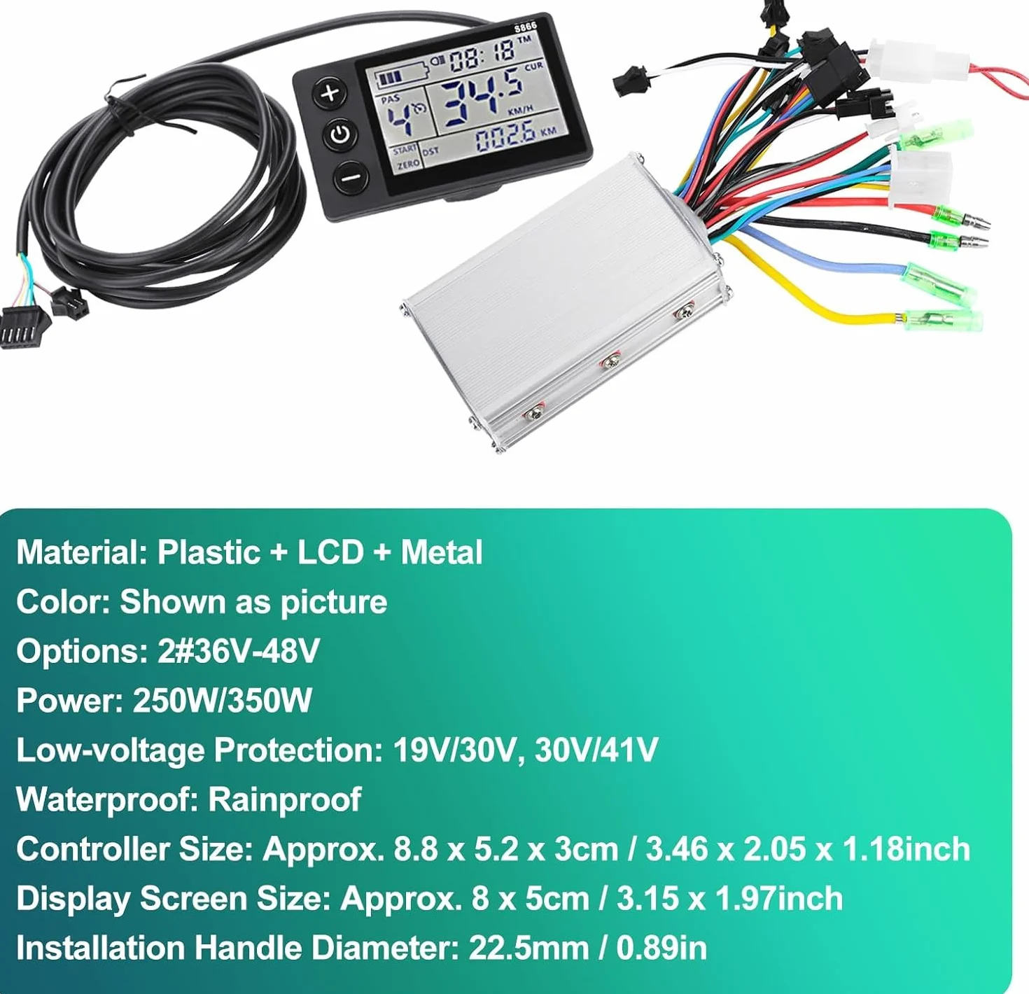 Motor Eléctrico Sin Escobillas Controller 36V 48V 250W 350W Kit de Controlador de Bicicleta Eléctrica con Pantalla LCD Impermeable