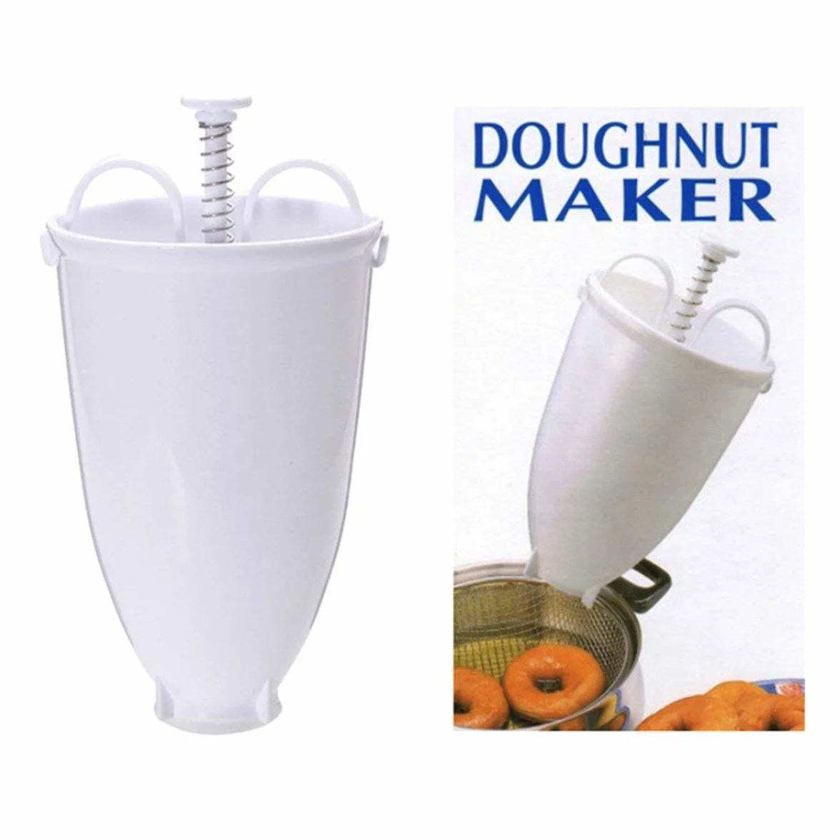 Máquina Manual de rosquillas de plástico Fritura de rosquillas Molde de plástico Dispensador de gofres Ligero Donut Maker Blanco
