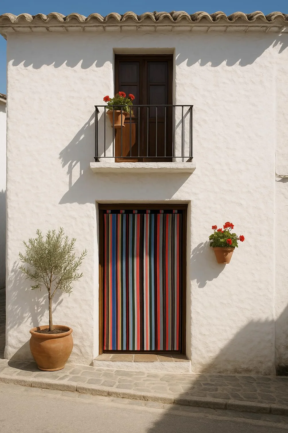 Milica Cortina Alpujarreña Jacquard Rústica 140x260 cm | Solo Cortina | Estilo Tradicional Español para Puerta y Ventana Exterior e Interior | Alta Resistencia y Fácil Instalación | Modelo Jarapa