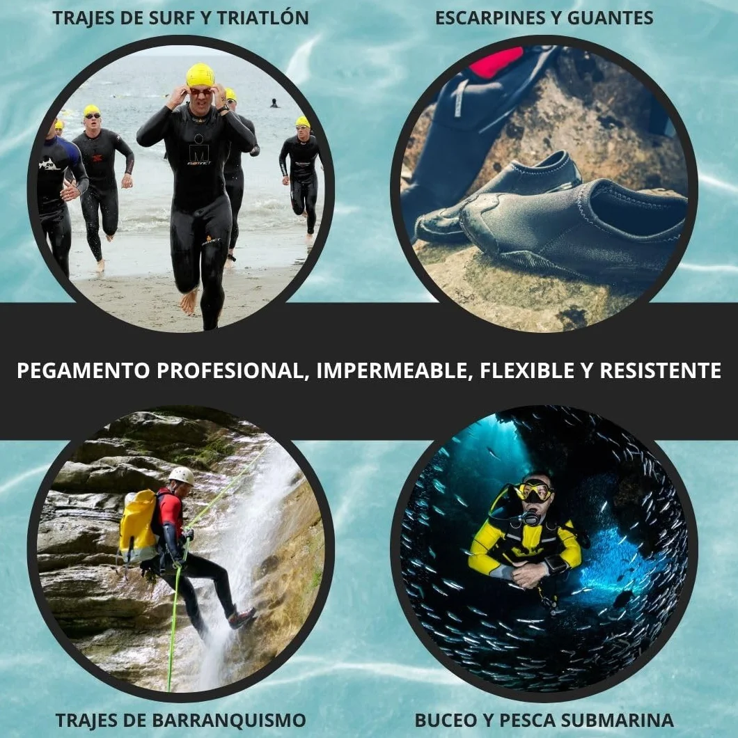 Pegamento neopreno profesional 2×30 g adhesivo impermeable reparación trajes surf buceo triatlón rápida duradera flexible