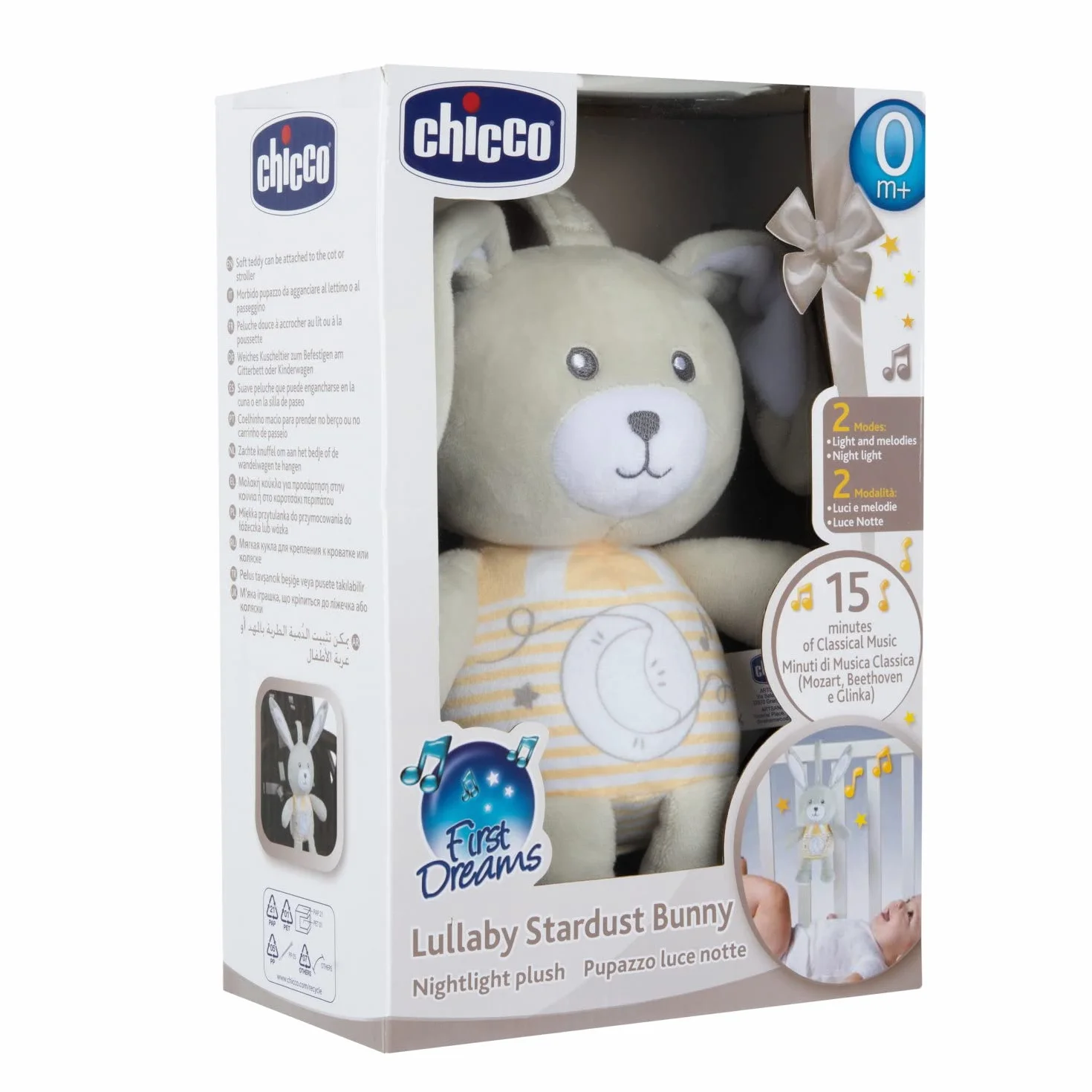 Chicco Conejito Stardust Osito de Peluche Juguete para Sillita o Cuna con Luz y Música
