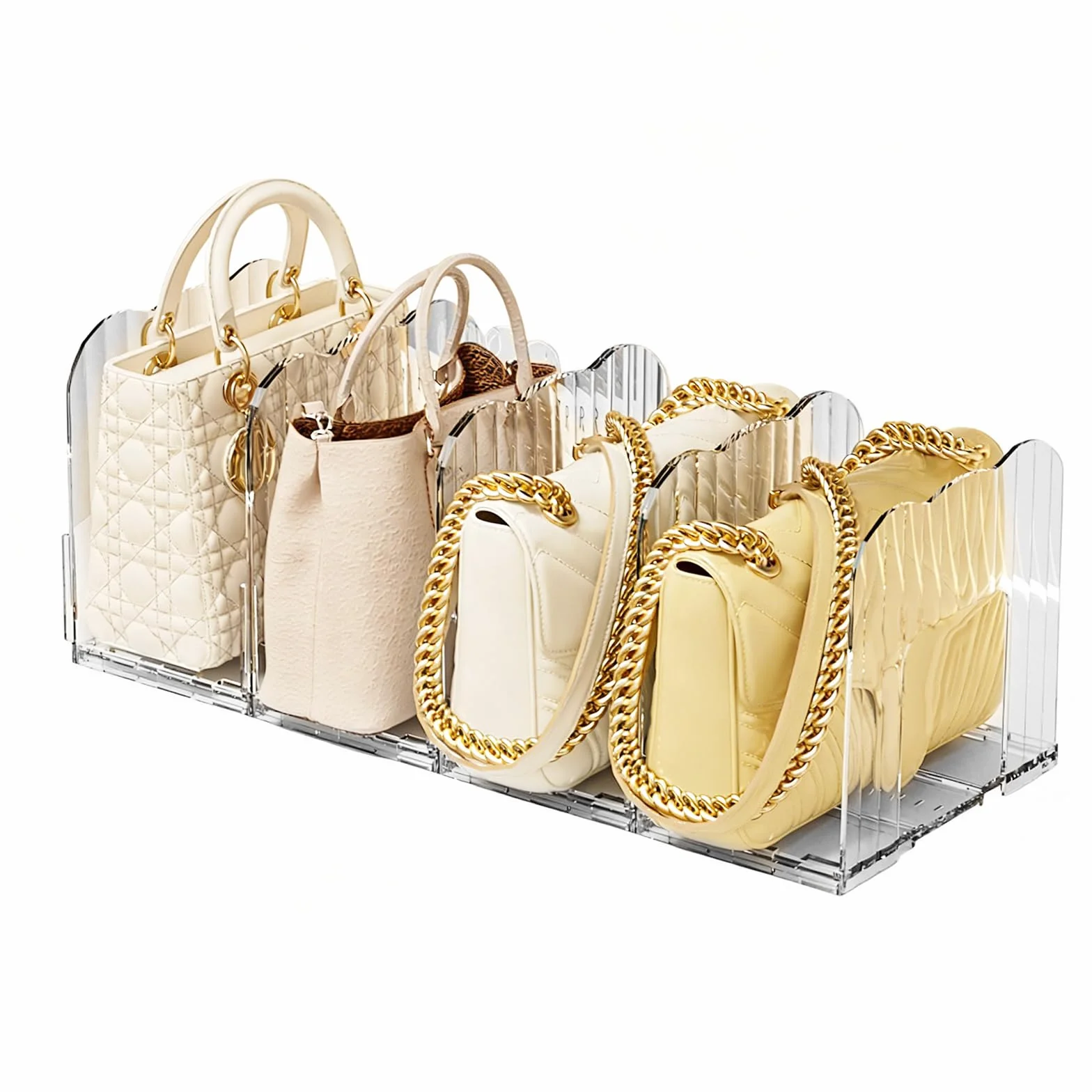 Organizador de Bolsos para Armario, 4 Divisores Ajustables 9-15 cm, Separadores de Estantes