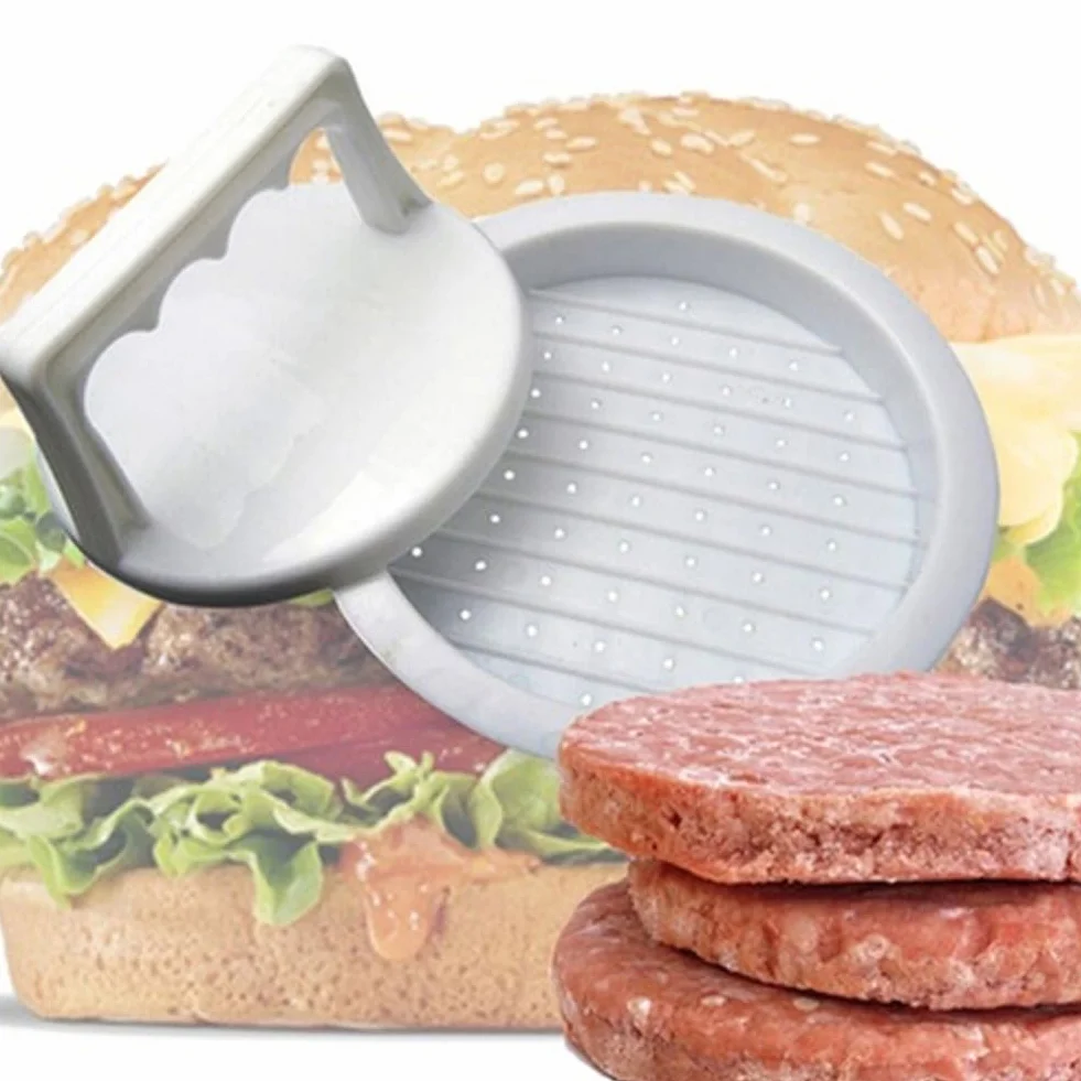 Molde redondo para hacer hamburguesas y barbacoa, de plástico, molde para hacer pastel de carne, moldes para hamburguesas y prensa para hamburguesas, duradero, fácil de limpiar, mu
