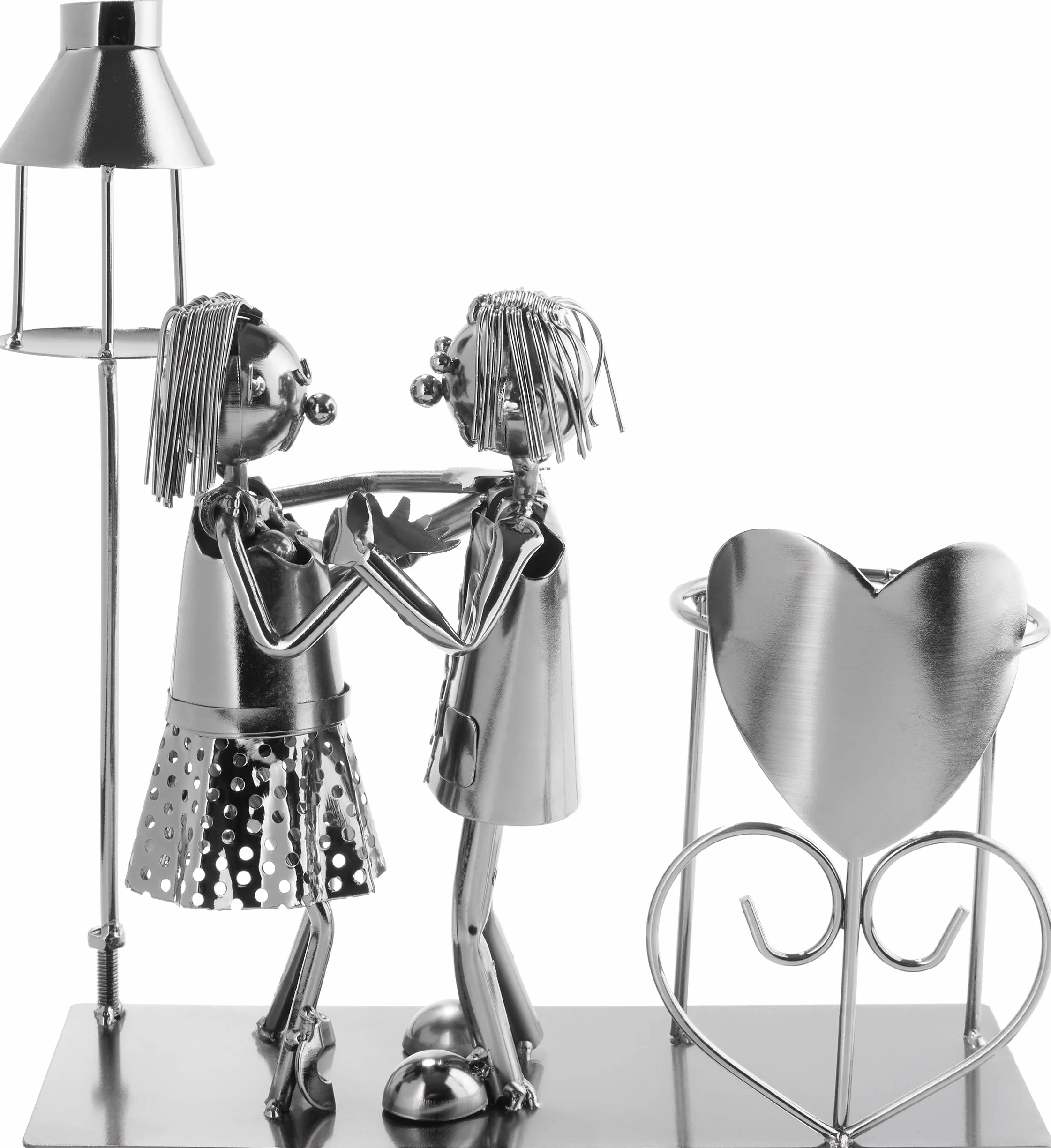 BRUBAKER Portabotellas de Vino con Farol para Candelita - Escultura Metálica Portabotellas 26,5 cm Regalo de Vino