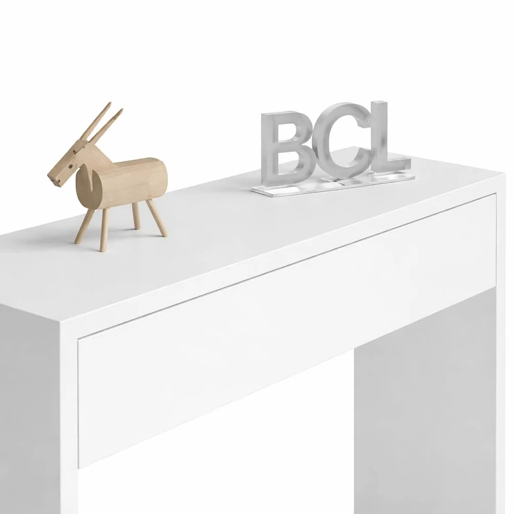 Recibidor con cajón, Mueble de Entrada, Modelo Milo, Acabado en Blanco, Consola de Entrada