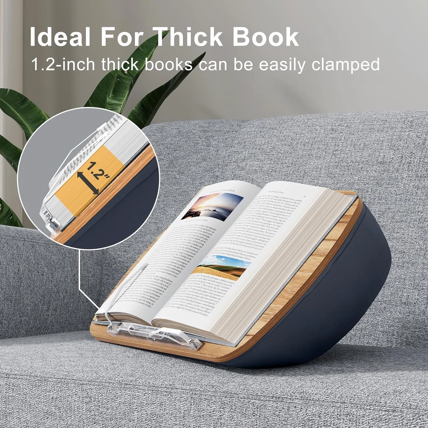 Lap Beanbag - Atril para lectura con manos libres, cómodo soporte de lectura, ideal para los amantes de los libros en el dormitorio universitario, soporte de lectura (gris)