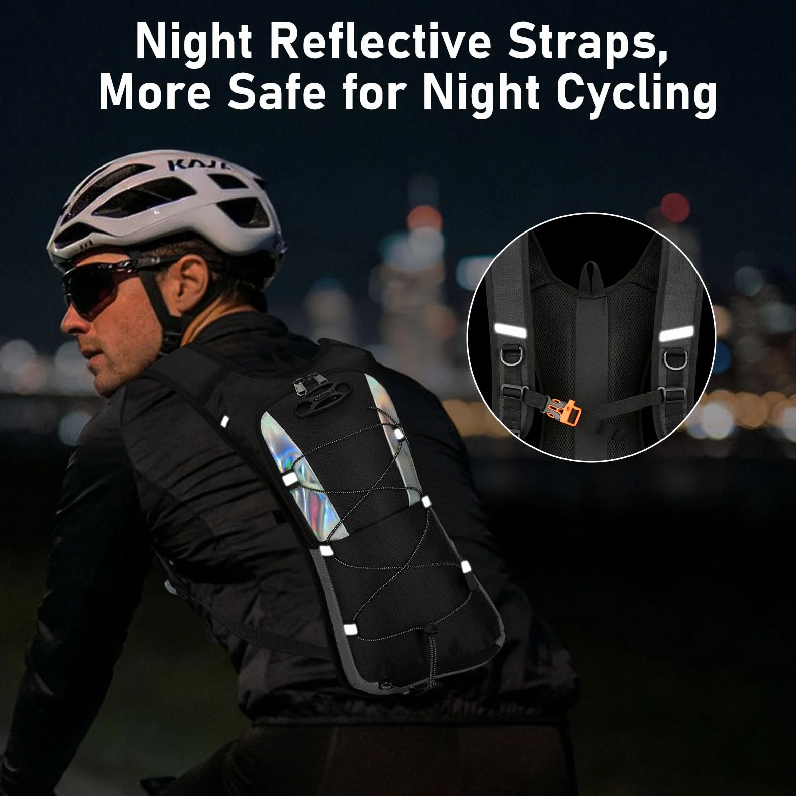 Mochila de Hidratación 2L Impermeable para Running Ciclismo MTB con Red para Casco Tiras Reflectantes