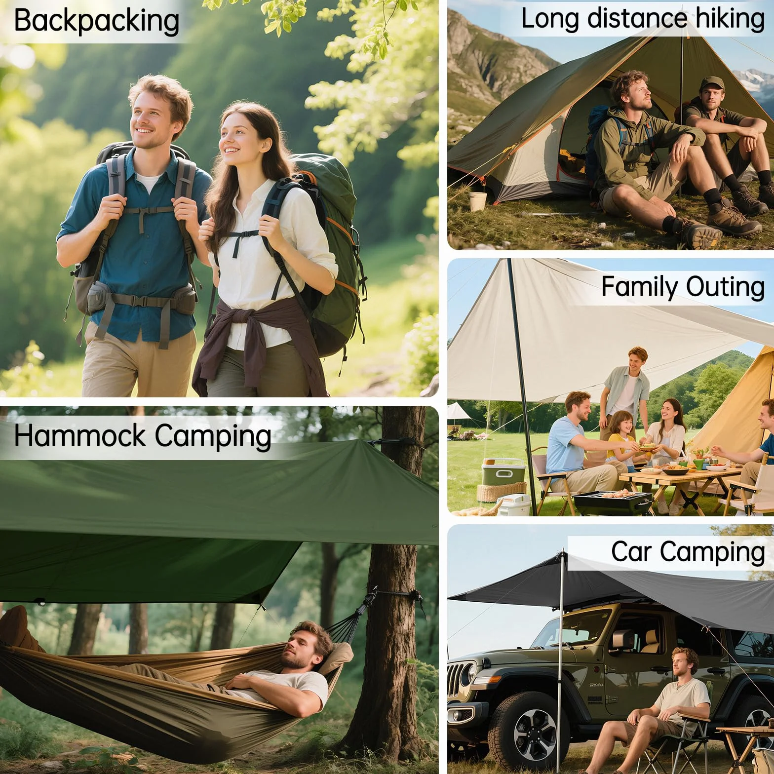 FREE SOLDIER Lona impermeable ultraligera protección UV 4x4 m camping senderismo