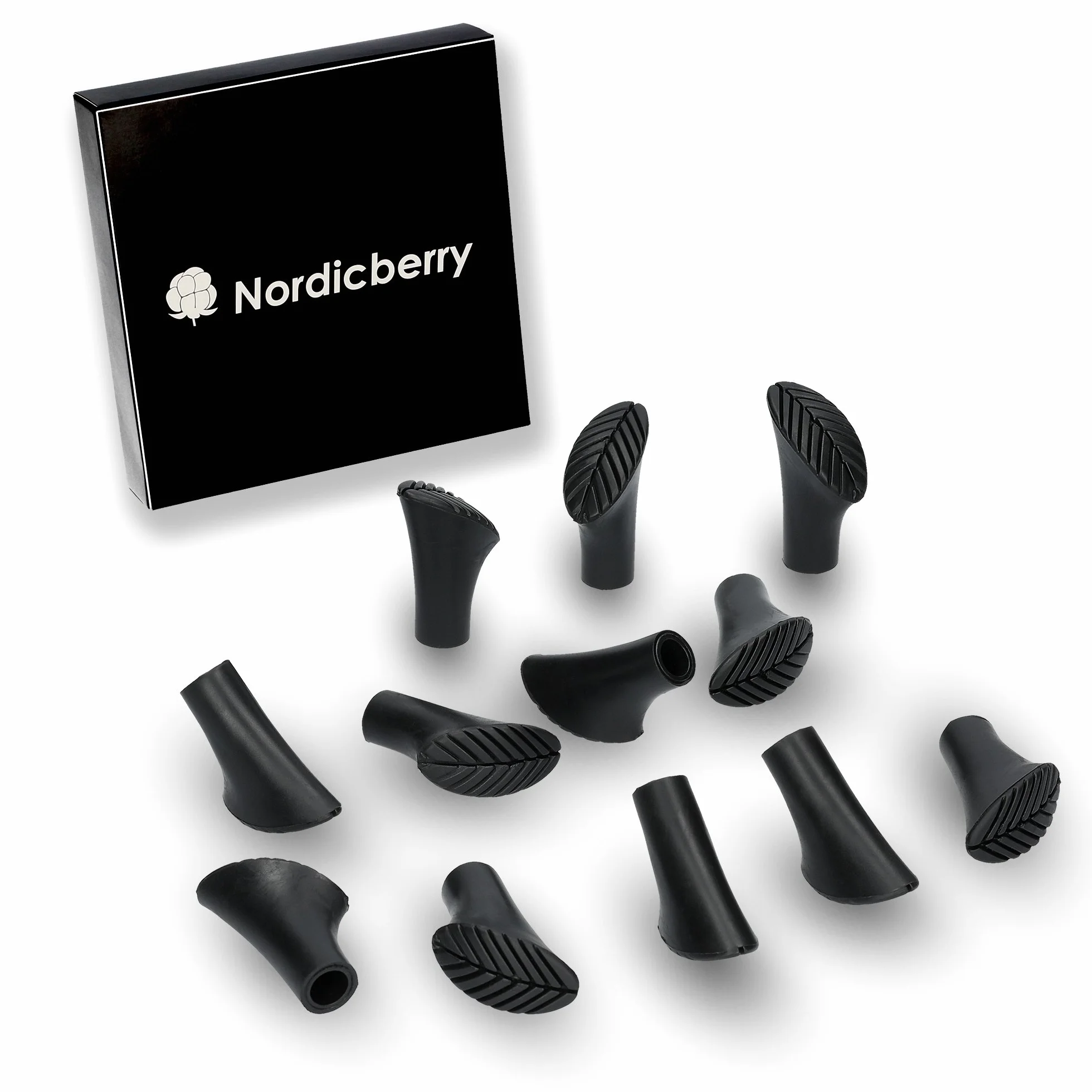 NORDICBERRY Almohadillas Marcha Nórdica 12 Pares Topes Goma para Bastones Asfalto Terreno