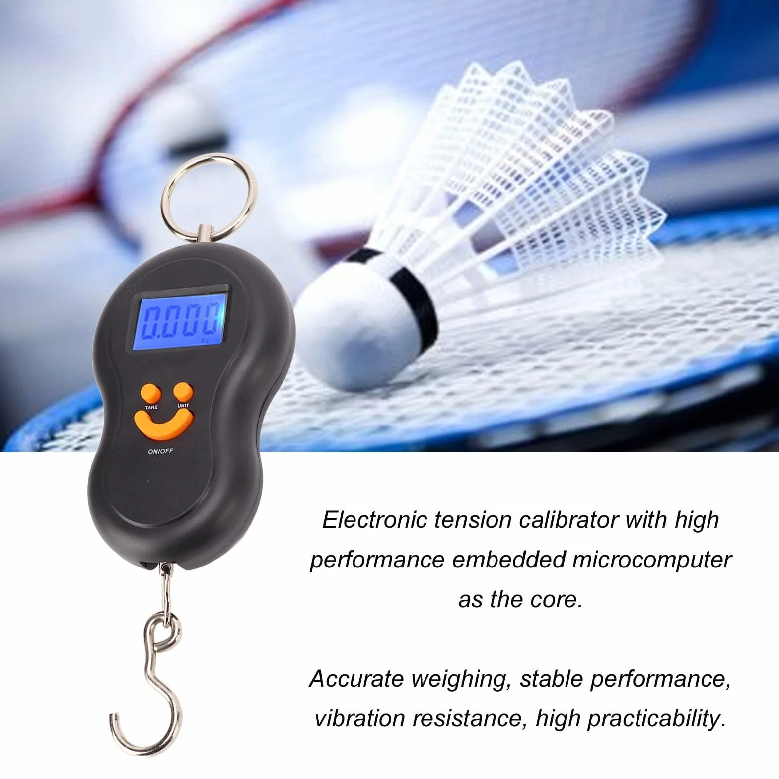 Agatige Balanza Colgante, Calibrador De Tensión Electrónico con Pantalla Digital LCD para Raqueta de Bádminton y Tenis