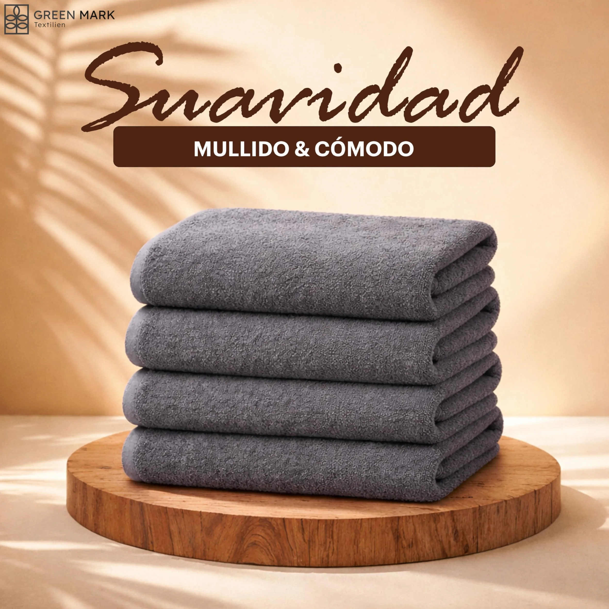NatureMark Juego de 4 Toallas de Ducha – Toallas Suaves y absorbentes de 100% algodón, adecuadas para el Uso Diario – Gris Antracita, 70x140 cm