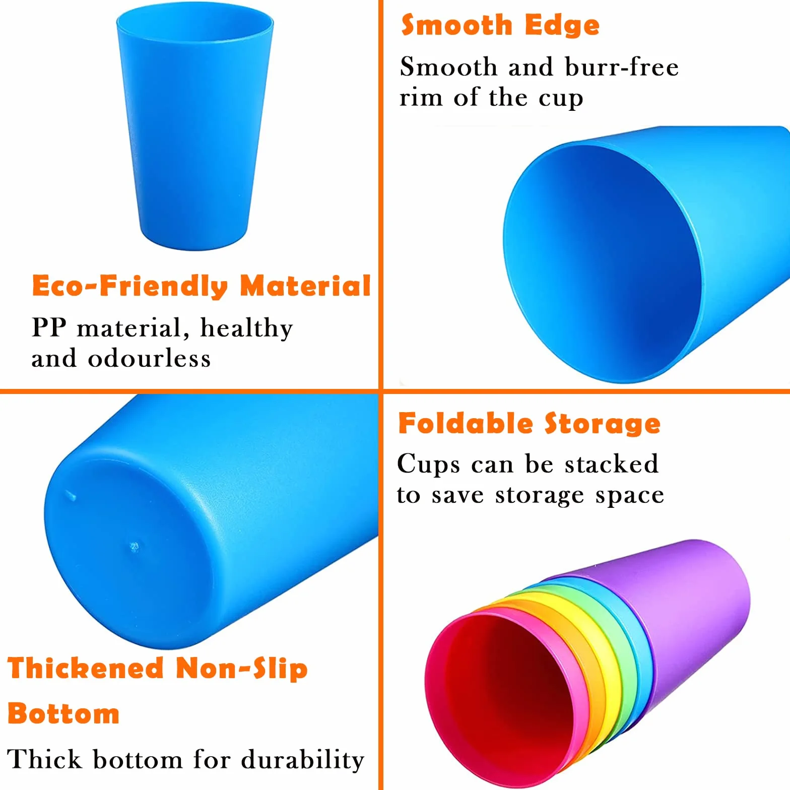 PALUDO 30 Piezas Vasos de Plástico Reutilizables - 260 ml Copas de Colores - Vasos Plastico Duro Apilables - para Niños Fiestas Picnics Viajes Camping Cocina Familiares (10 Colores)