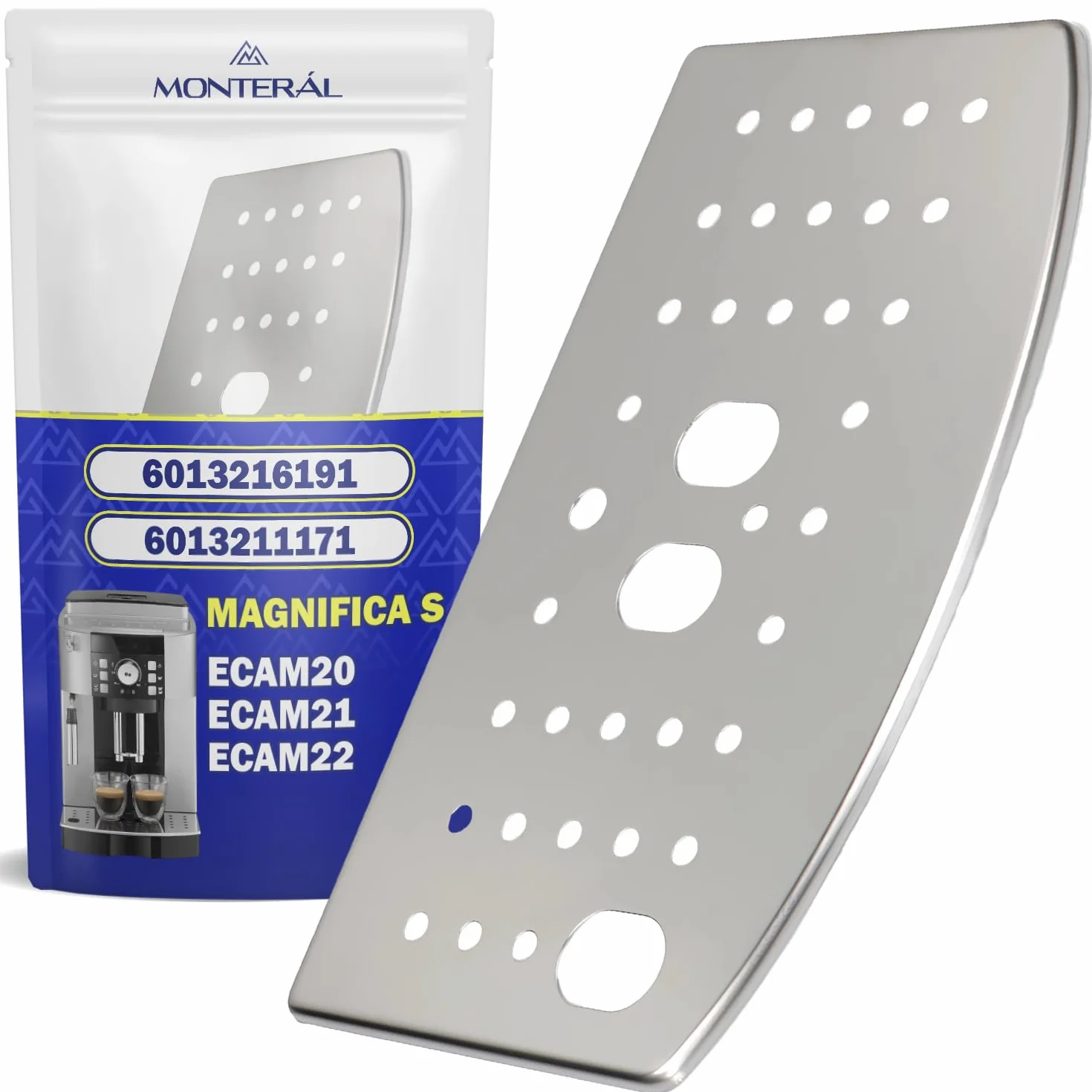 MONTERAL Rejilla de Bandeja de Goteo de Cafetera Superautomática con Código Original 6013216191 6013211171 para DeLonghi Magnifica S ECAM20 ECAM21 ECAM22 - Garantía de 10 Años