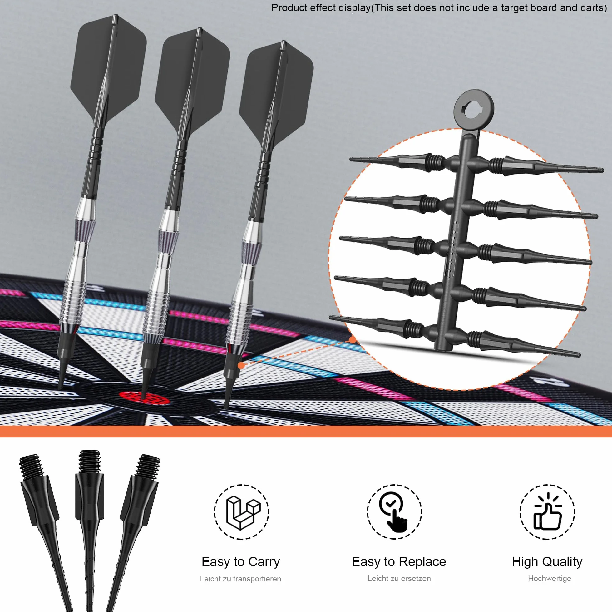 CyeeLife Fit Point Plus puntas de dardo plástico 50 piezas rosca 2BA repuesto dardos suaves