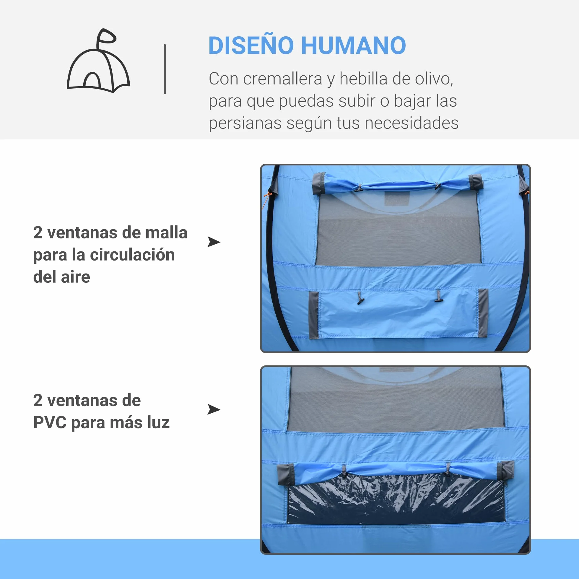 Outsunny Tienda de Campaña Pop up 4-5 Personas Impermeable Anti-UV 263,5x220x123 cm