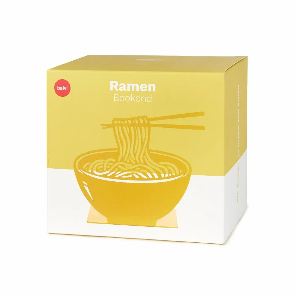 Balvi Sujetalibros Ramen Color Amarillo Diseño Original con Forma de Ramen Metal