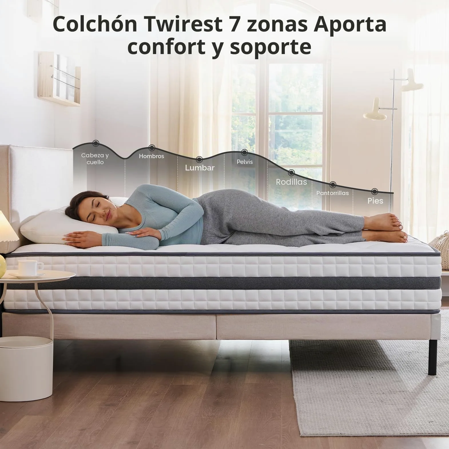 Twirest - Colchón híbrido de espuma con memoria de forma (120 x 190 x 20 cm), con muelles ensacados, duradero y suave para la piel, duradero y transpirable (120 x 190 x 20)