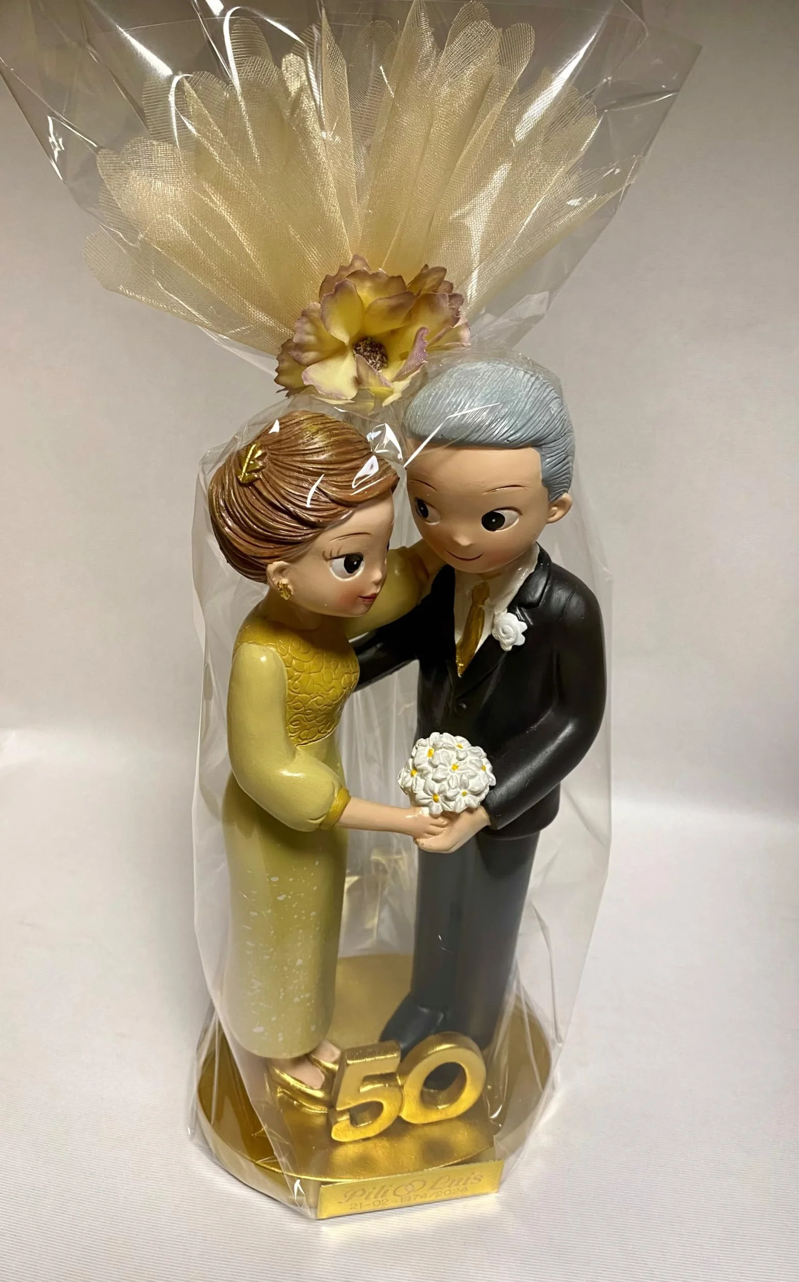 Figurita Tarta Bodas de Oro 50 Aniversario GRABADA para Pastel