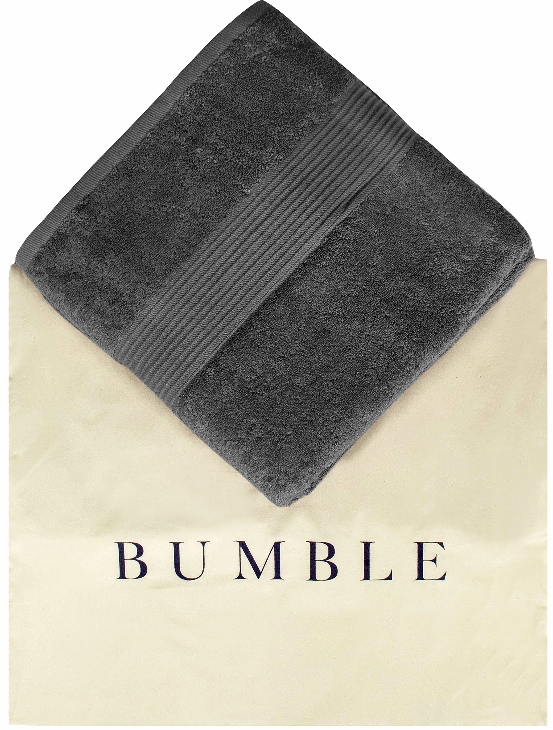 Bumble Towels Bliss - Toallas de baño de algodón Peinado de Lujo, 86 x 142 cm, Extra Grandes, 650 gsm, Suaves, absorbentes (Paquete de 4, Gris Oscuro)
